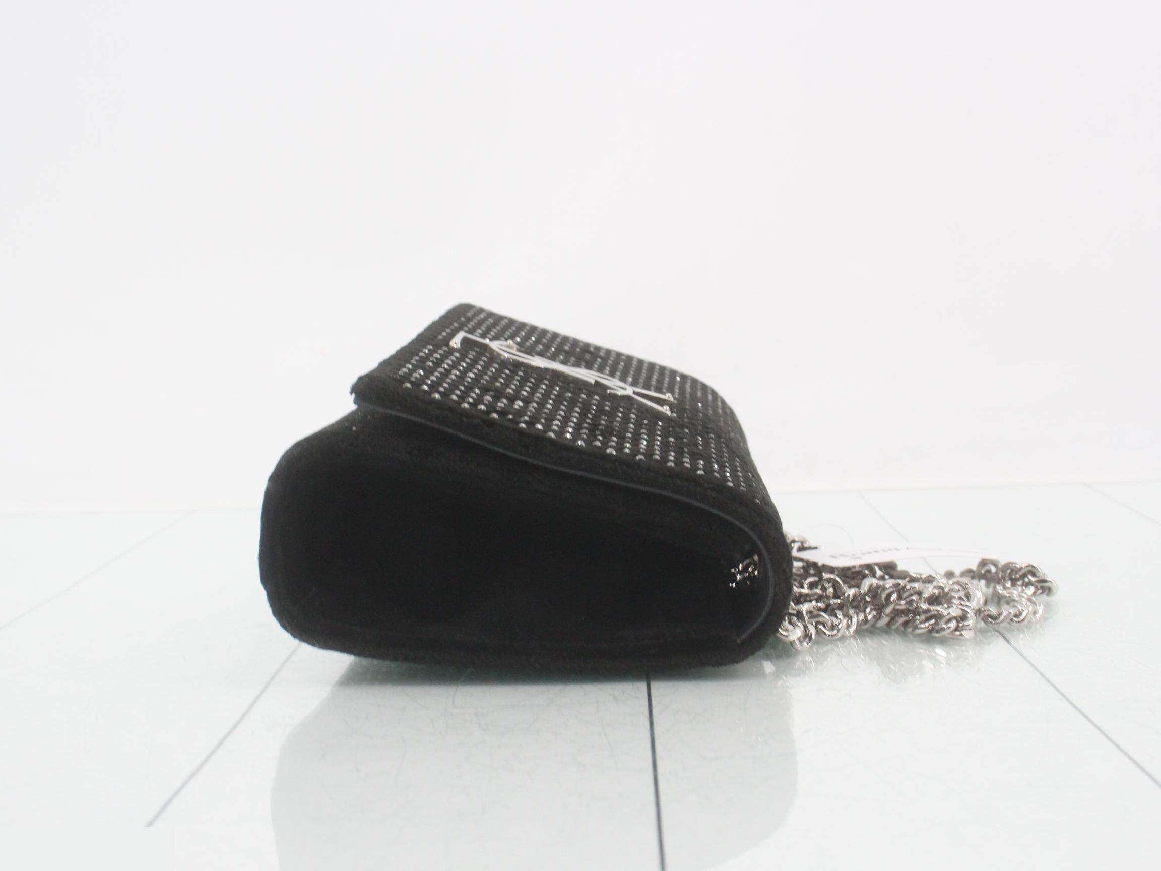 Kate Rhinestone Chain Shoulder Bag, Black — view 3