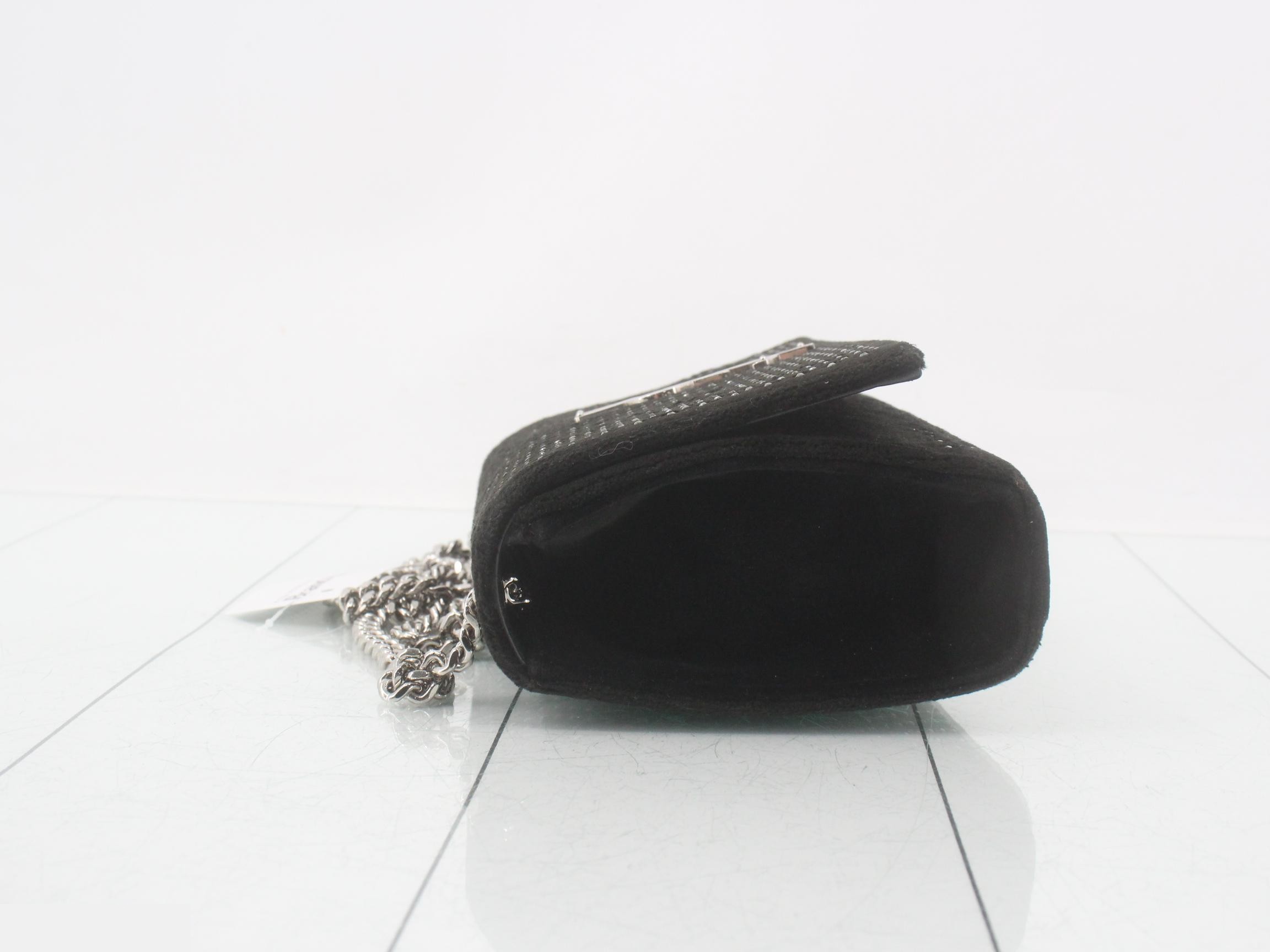 Kate Rhinestone Chain Shoulder Bag, Black — view 4