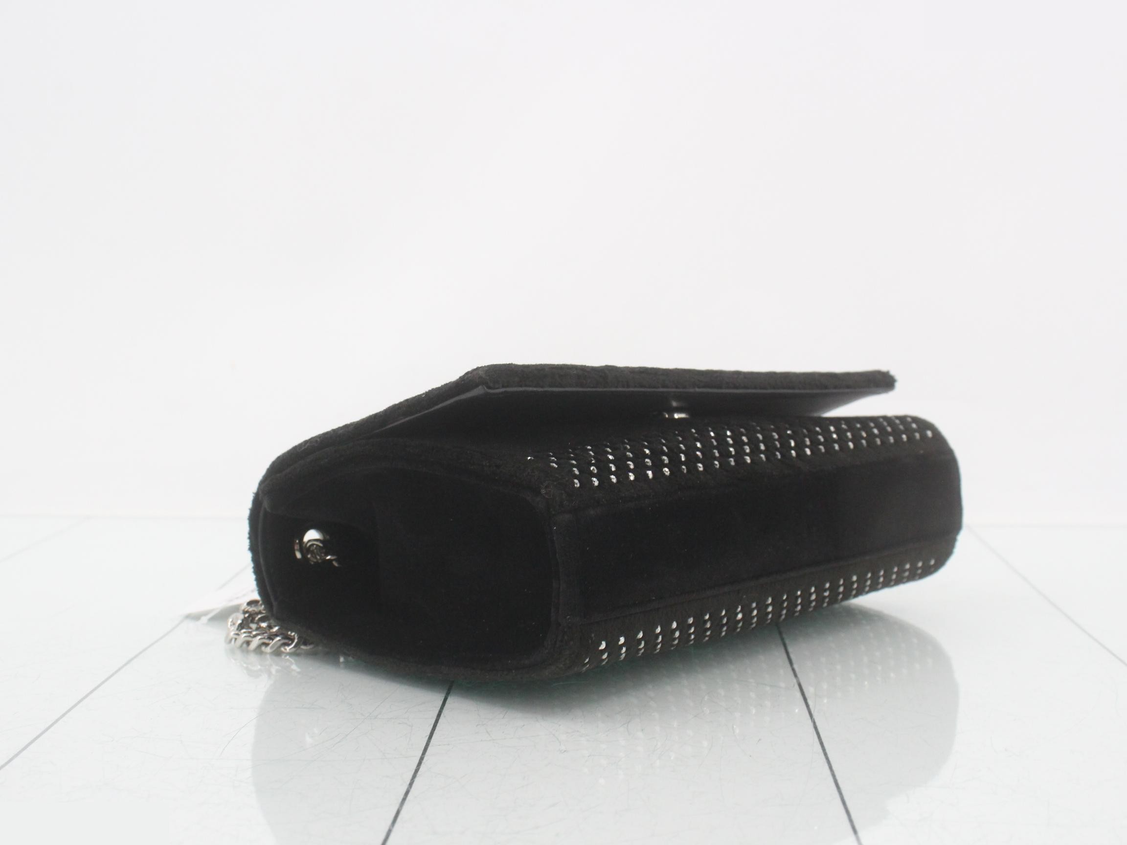 Kate Rhinestone Chain Shoulder Bag, Black — view 5