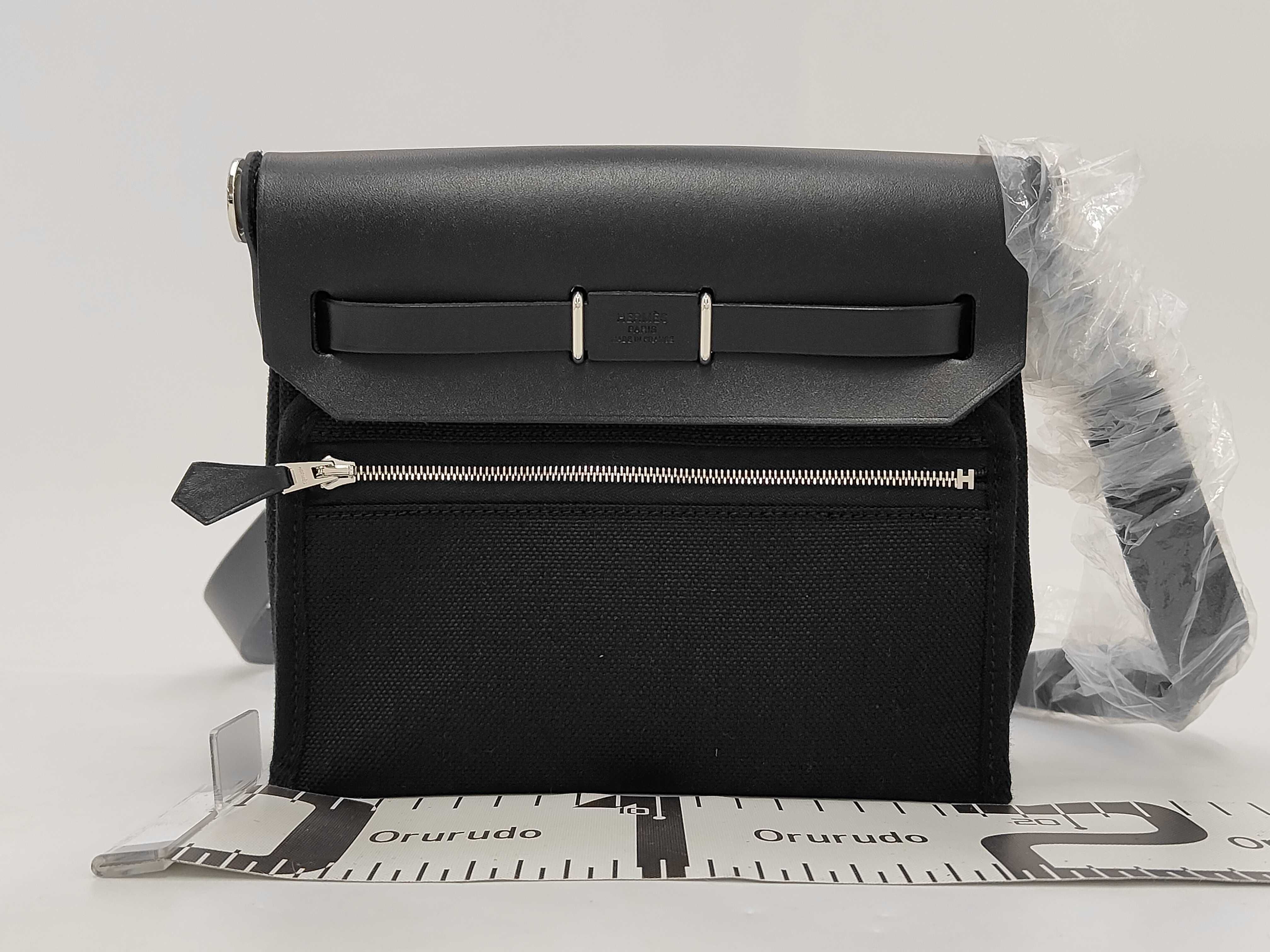Herbag Zip Mini Black Toile/Vache Hunter Silver Hardware G Stamp Handbag — view 2