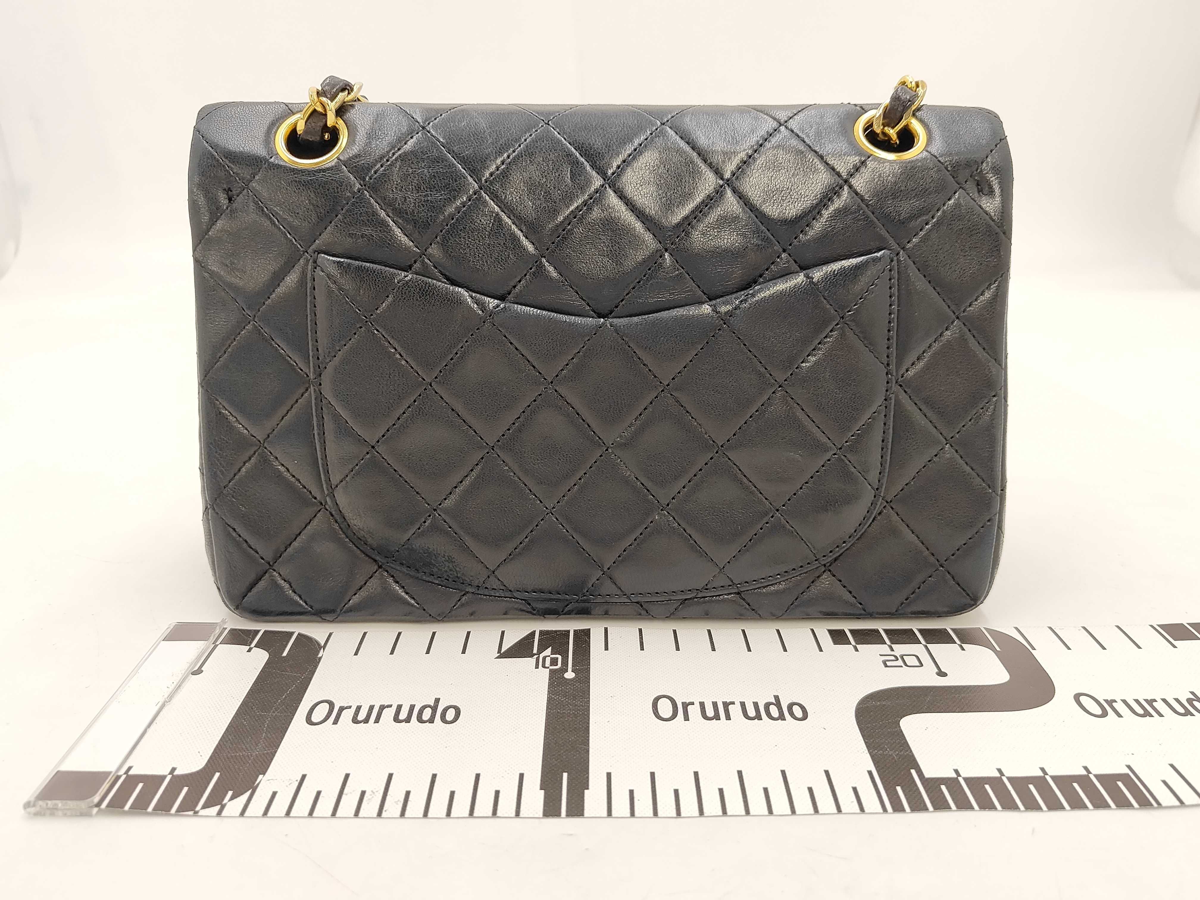Matelassé Black Shoulder Bag with Double Flap — view 2