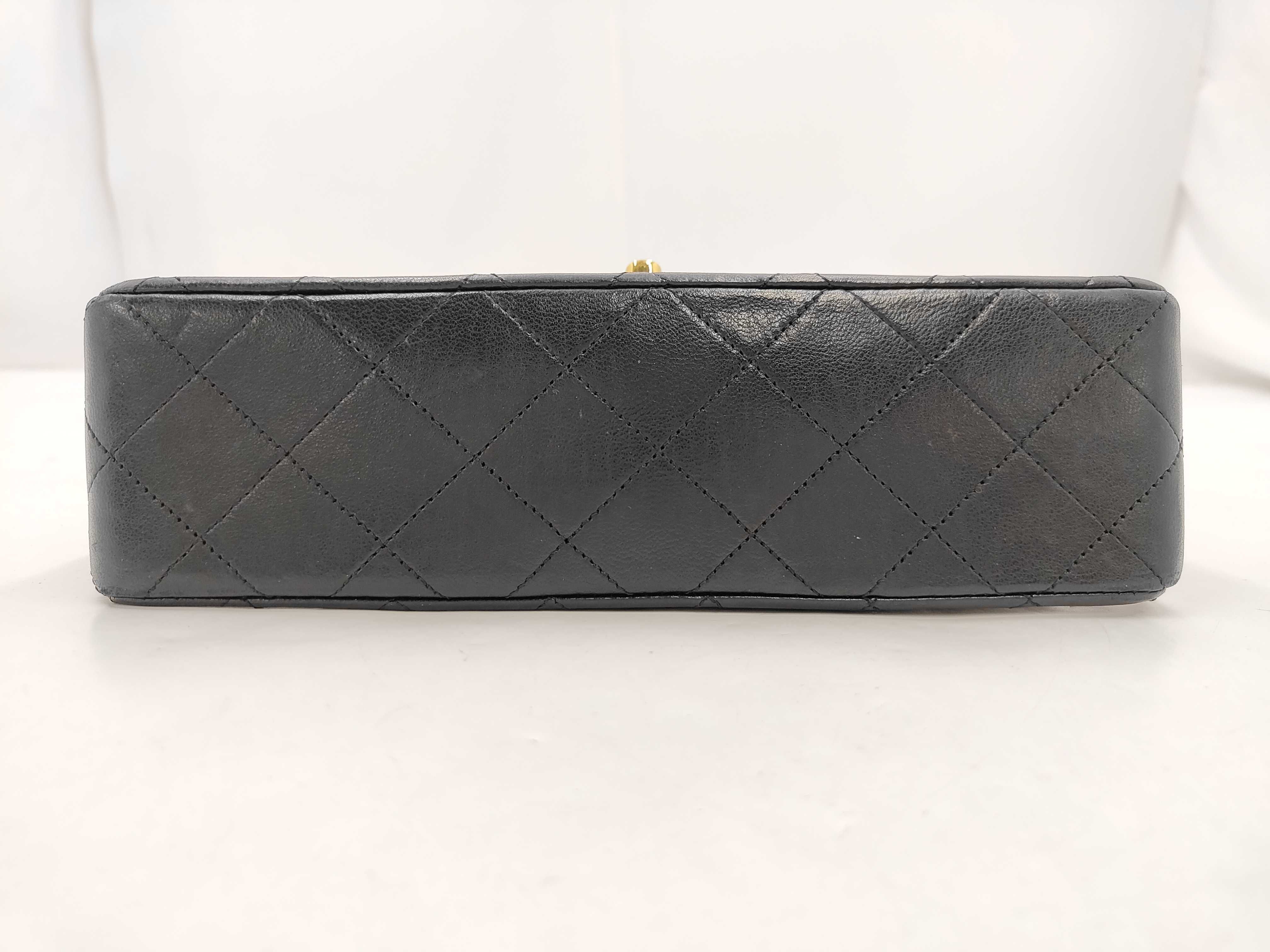Matelassé Black Shoulder Bag with Double Flap — view 11
