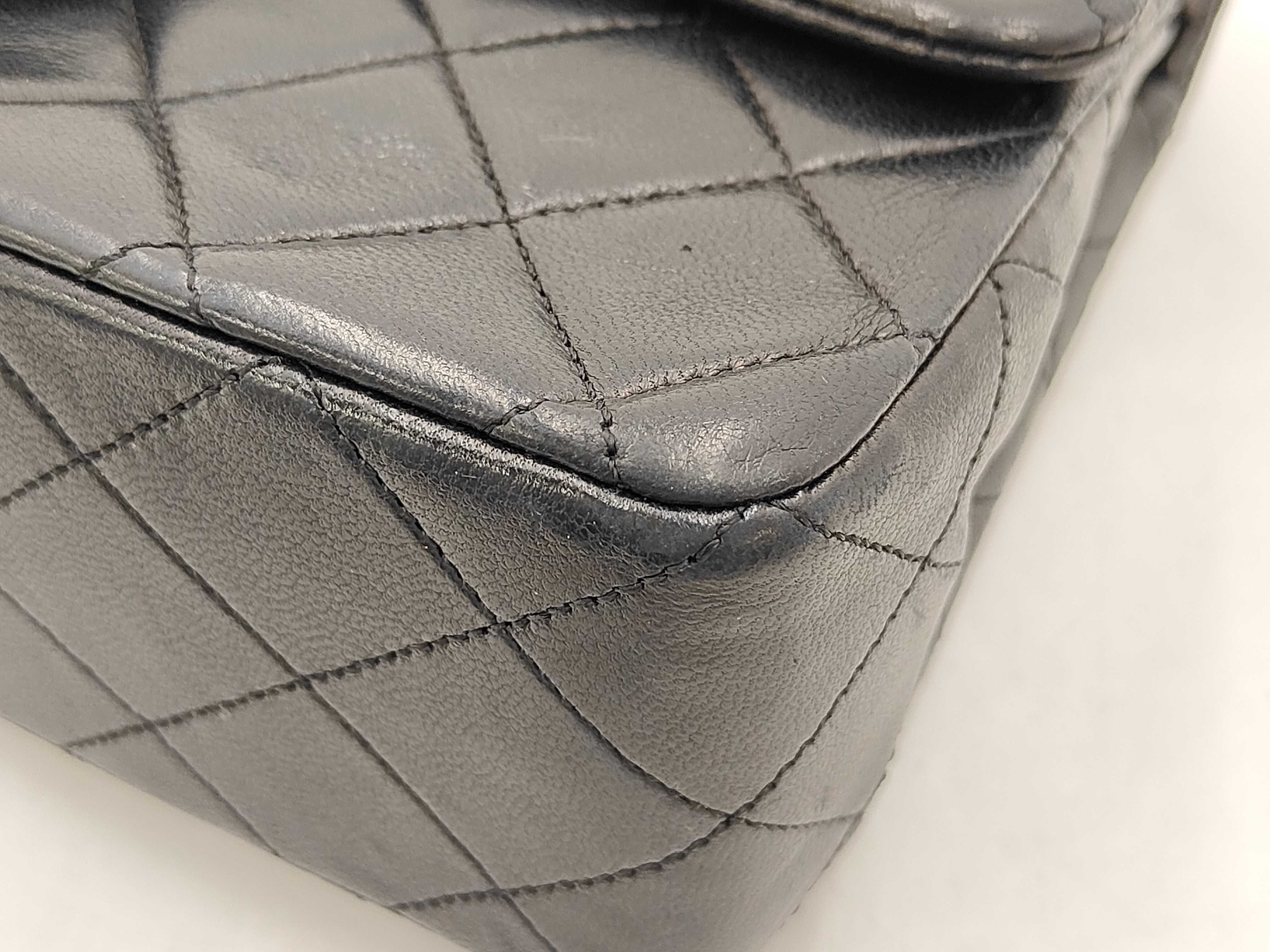Matelassé Black Shoulder Bag with Double Flap — view 10