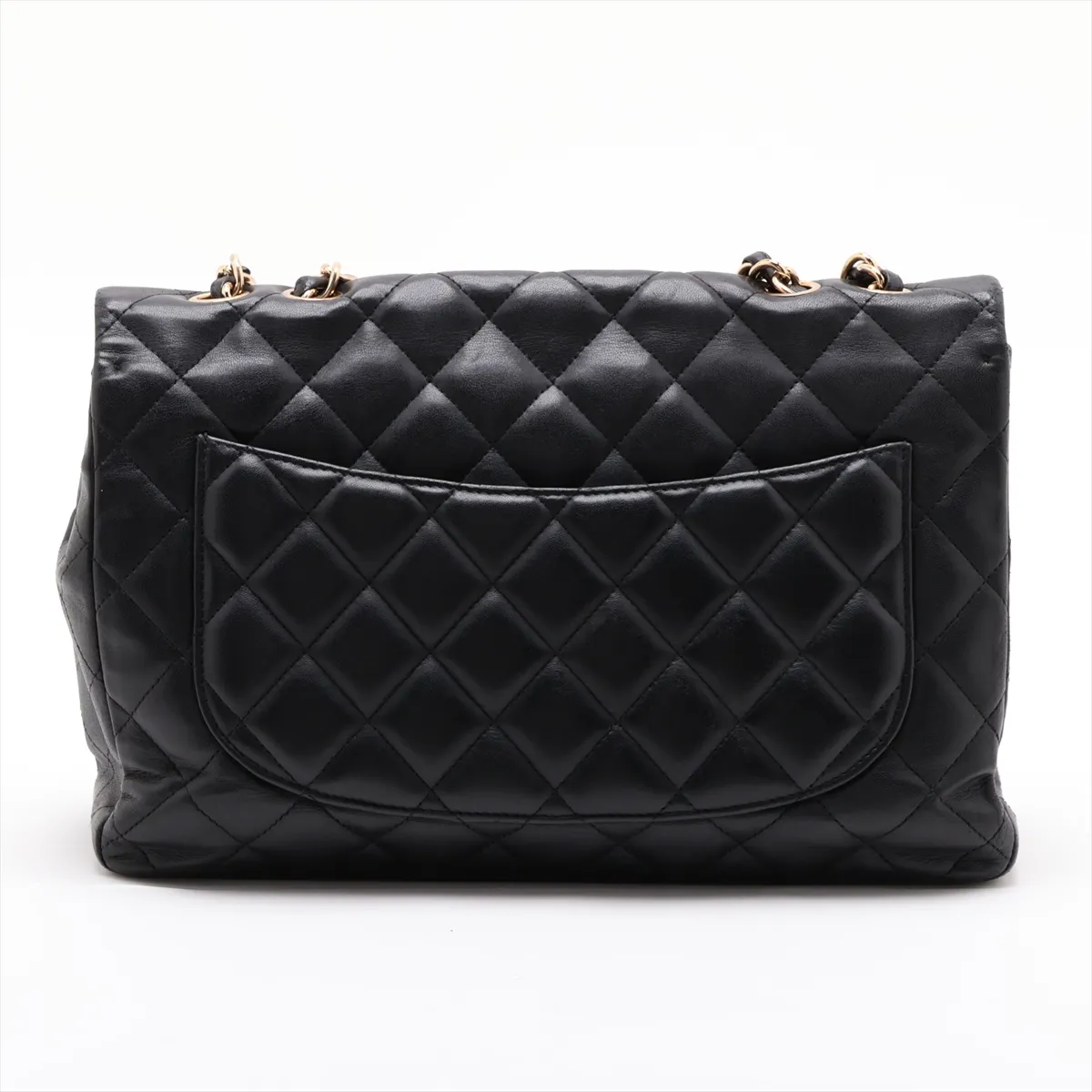 Large Matelassé 30 Lambskin Single Flap Double Chain Bag, Black with Gold Hardware, 17452081, Serial Number 17-series, A28600 — view 2