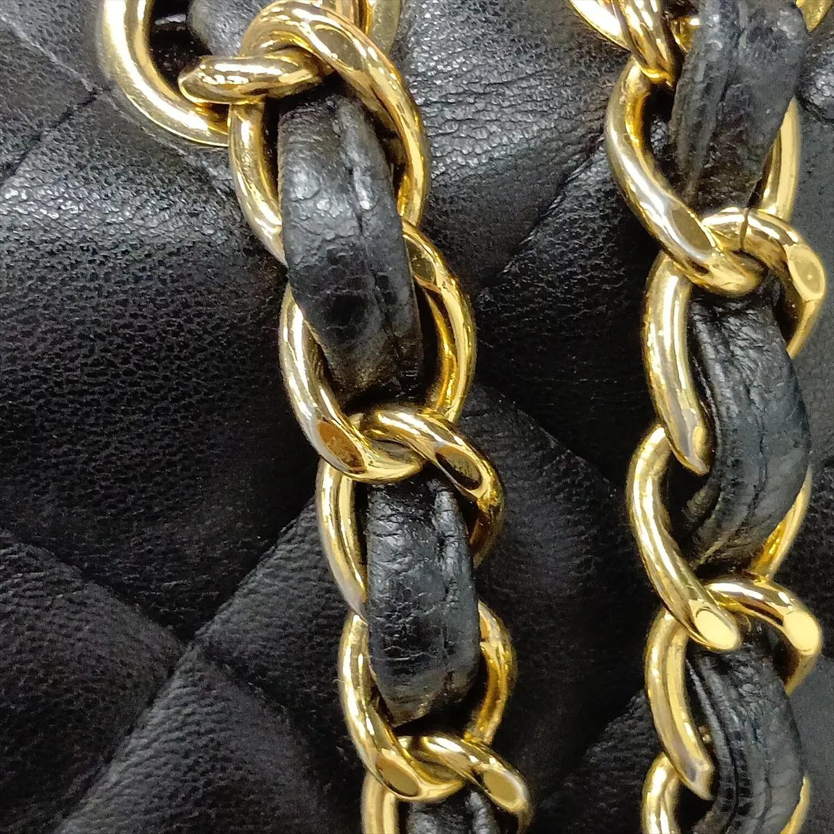 Large Matelassé 30 Lambskin Single Flap Double Chain Bag, Black with Gold Hardware, 17452081, Serial Number 17-series, A28600 — view 12
