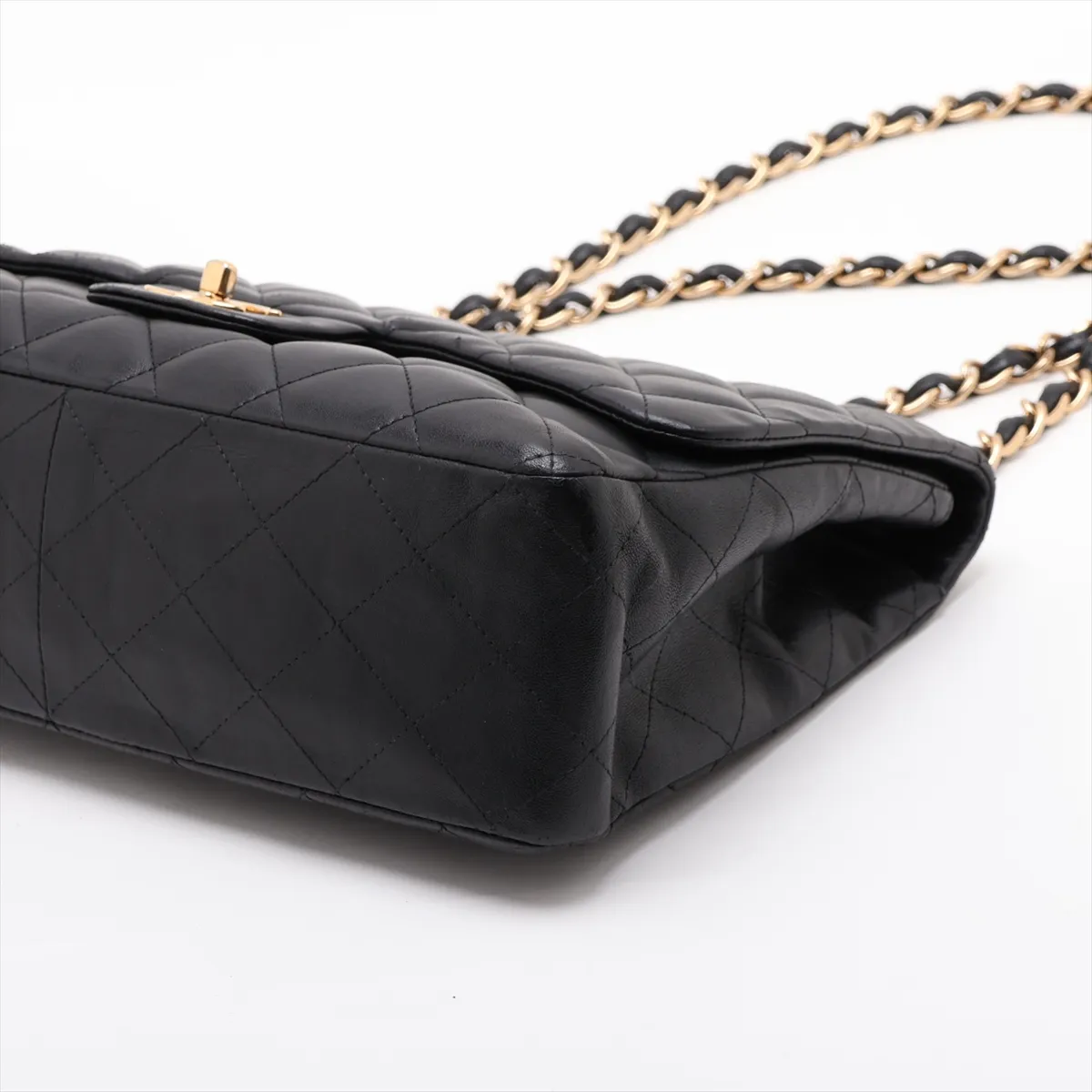 Large Matelassé 30 Lambskin Single Flap Double Chain Bag, Black with Gold Hardware, 17452081, Serial Number 17-series, A28600 — view 3