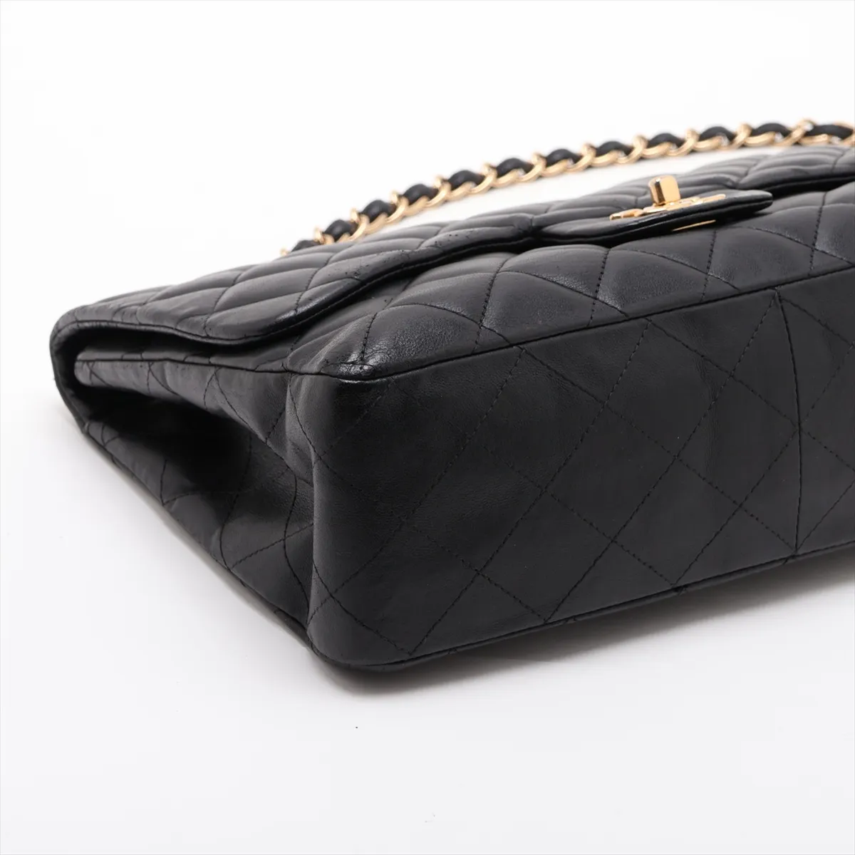Large Matelassé 30 Lambskin Single Flap Double Chain Bag, Black with Gold Hardware, 17452081, Serial Number 17-series, A28600 — view 4