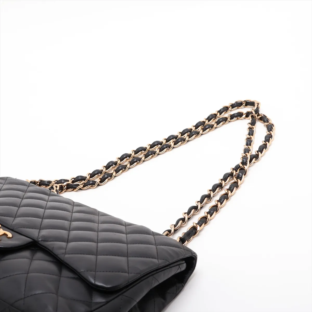 Large Matelassé 30 Lambskin Single Flap Double Chain Bag, Black with Gold Hardware, 17452081, Serial Number 17-series, A28600 — view 5
