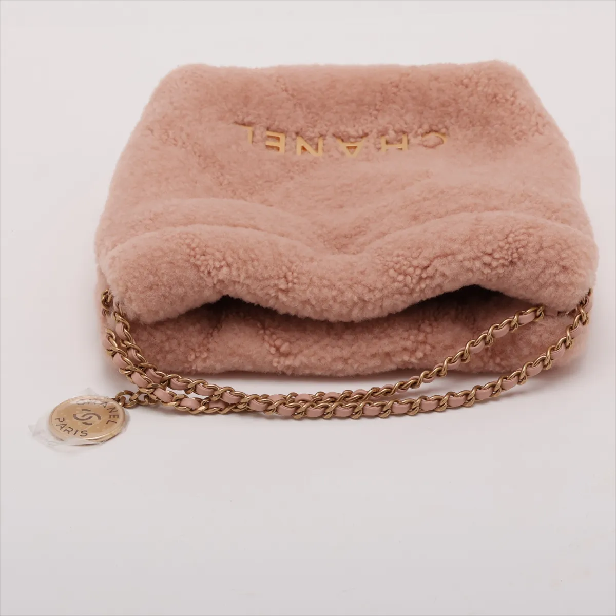 [Individually packaged] Chanel 22 Mini Boa Chain Shoulder Bag, Pink Beige, Gold Hardware, H7XP0LX3, Random Plate, AS3980 — view 5