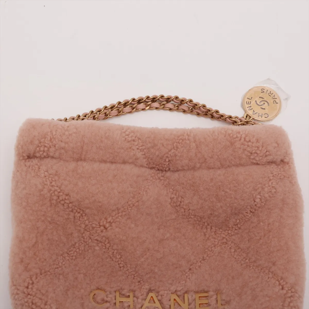 [Individually packaged] Chanel 22 Mini Boa Chain Shoulder Bag, Pink Beige, Gold Hardware, H7XP0LX3, Random Plate, AS3980 — view 6