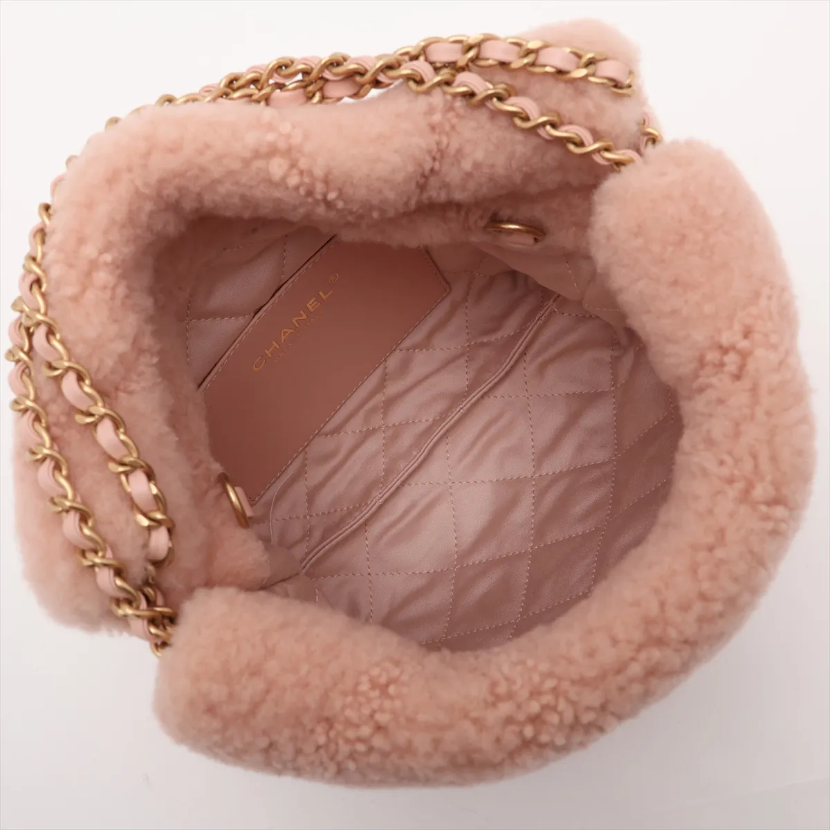 [Individually packaged] Chanel 22 Mini Boa Chain Shoulder Bag, Pink Beige, Gold Hardware, H7XP0LX3, Random Plate, AS3980 — view 8