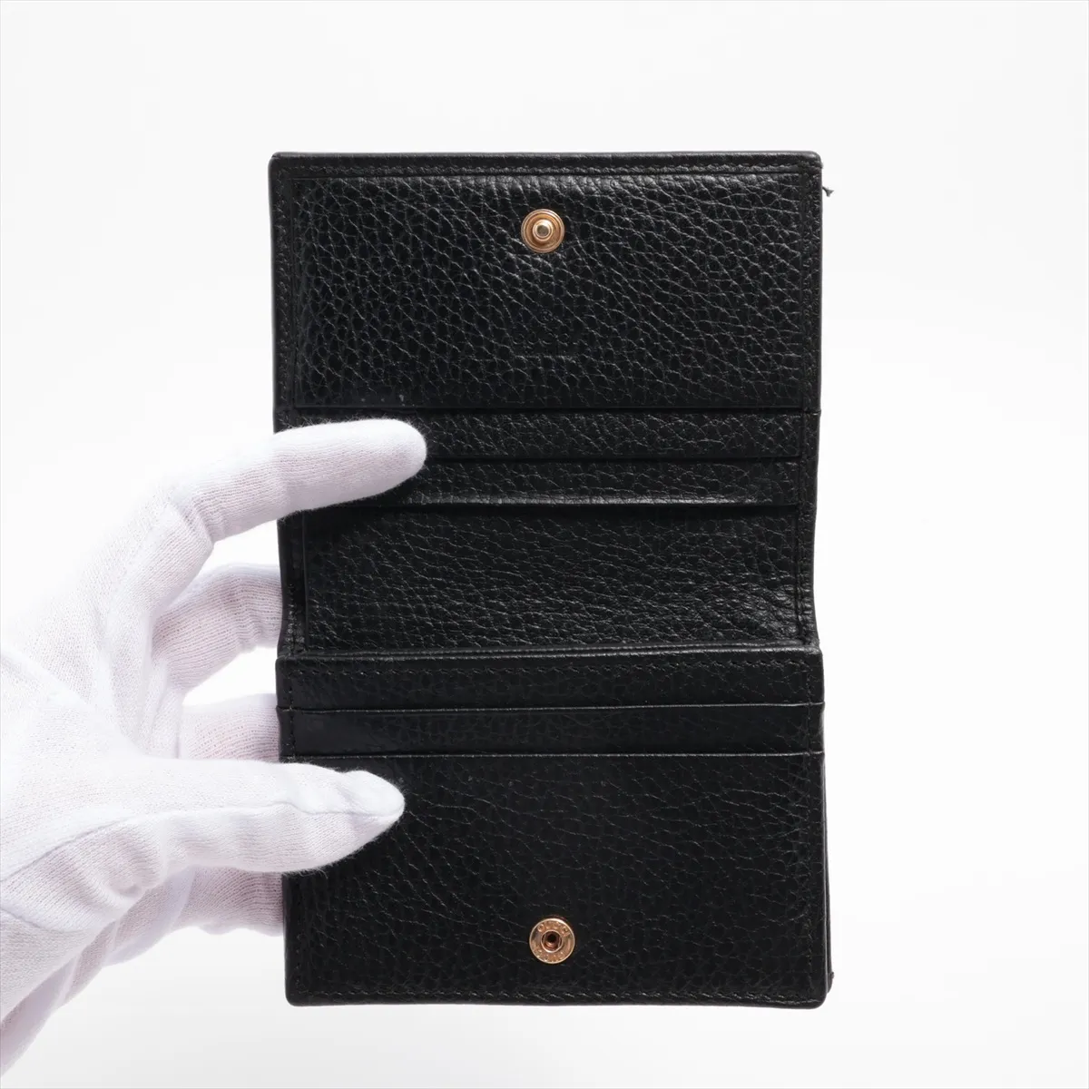 Double G 456126 Leather Compact Wallet Black — view 3