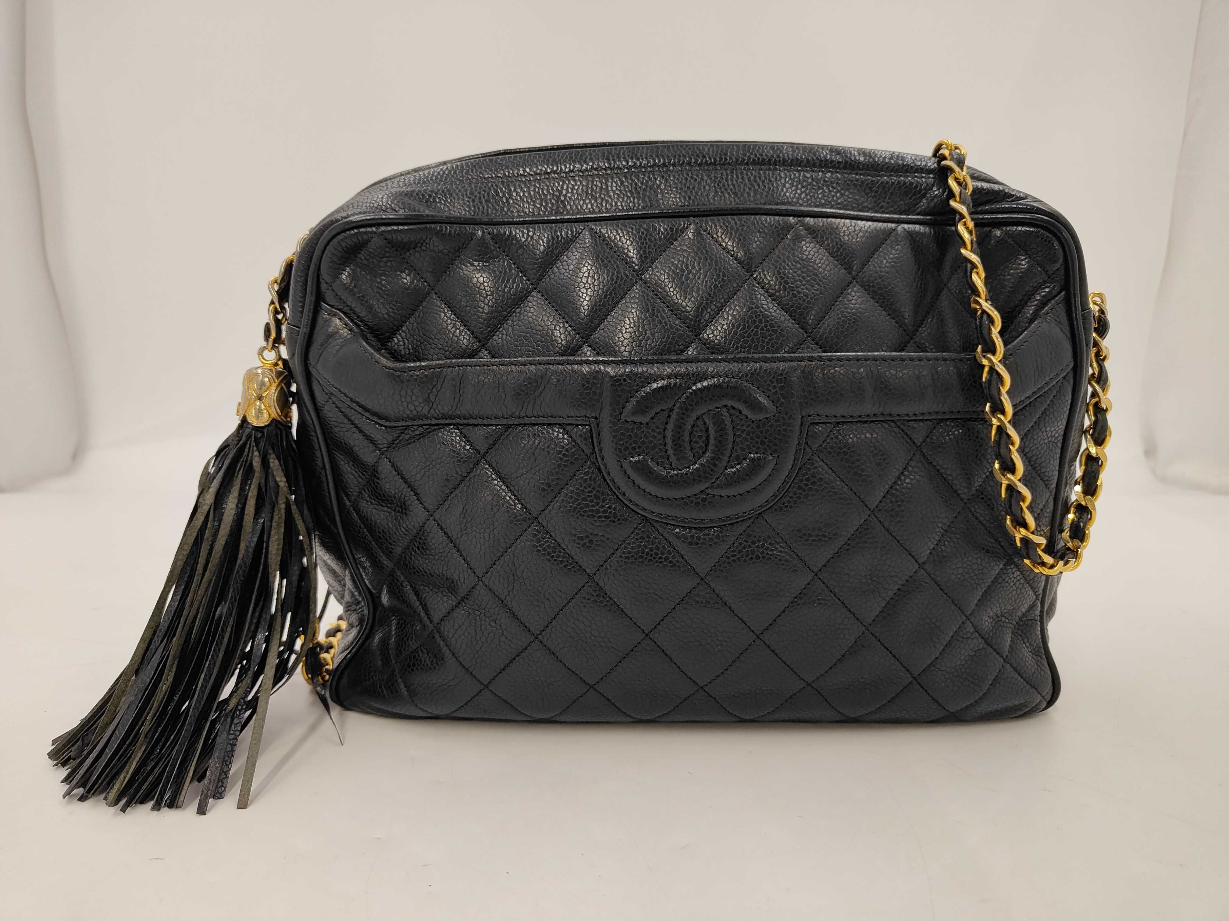 Matelassé Fringe Chain Shoulder Bag, Caviar Leather Shoulder Bag
