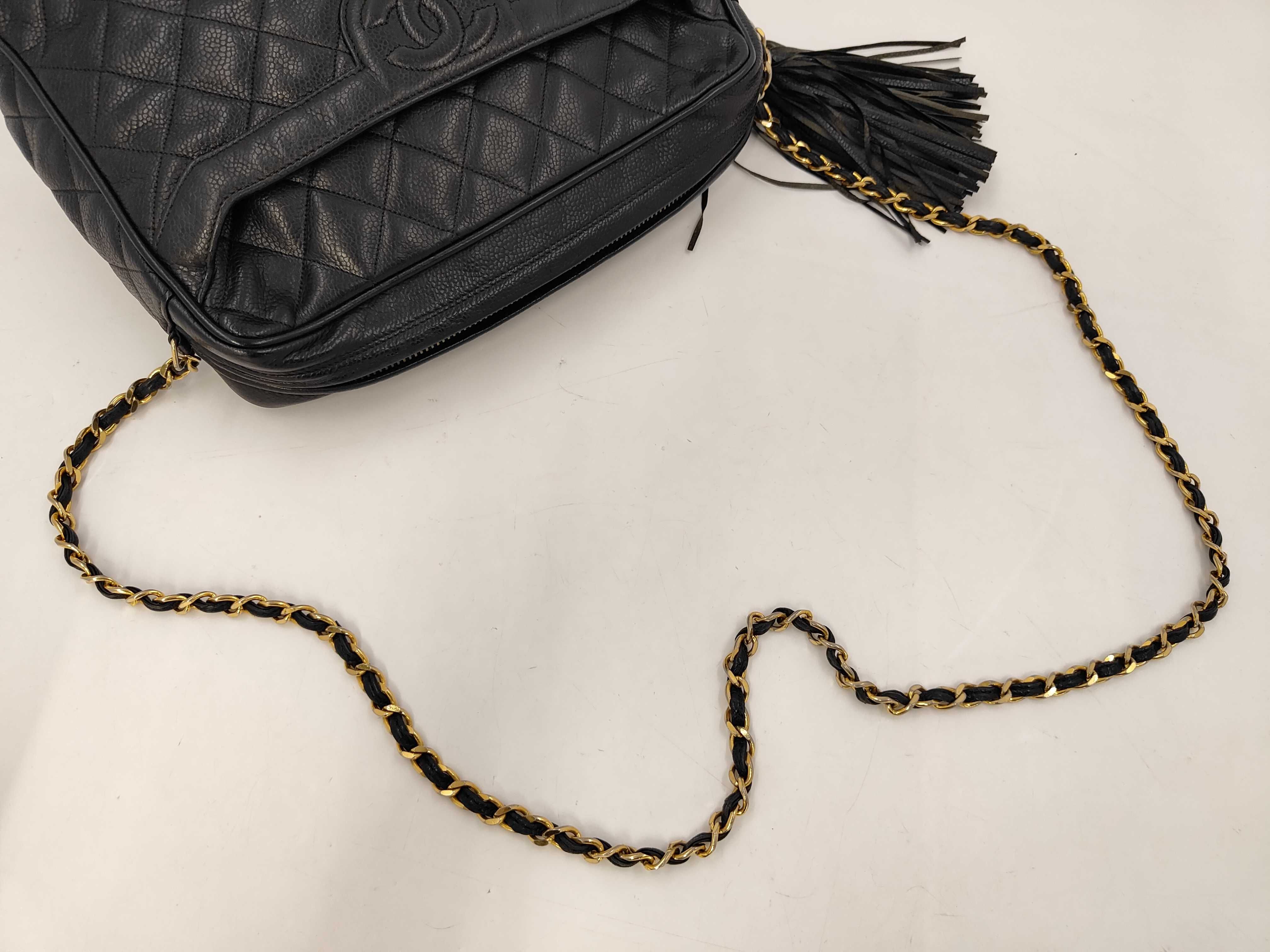 Matelassé Fringe Chain Shoulder Bag, Caviar Leather Shoulder Bag — view 3