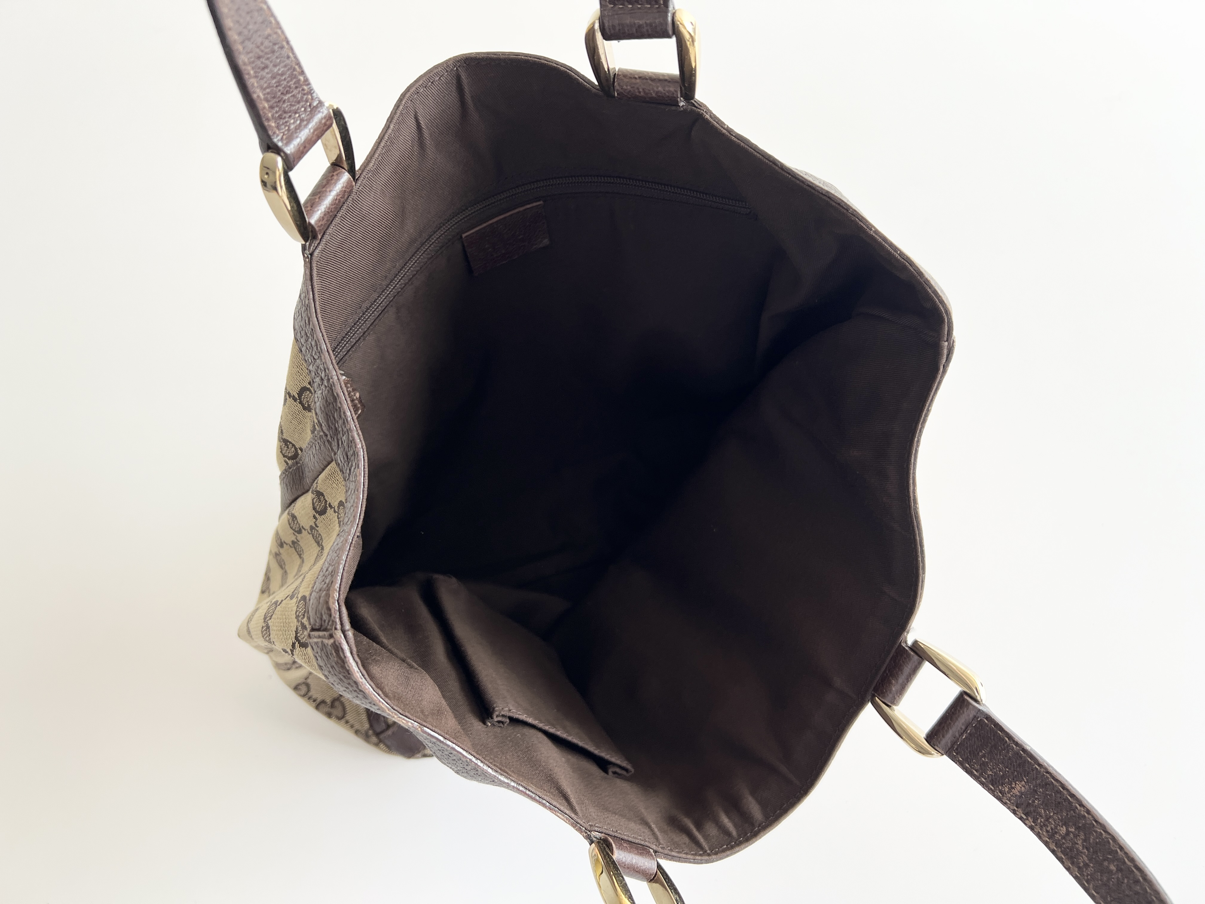 Abbey GG Logo Canvas Leather Handbag Tote Bag — view 4