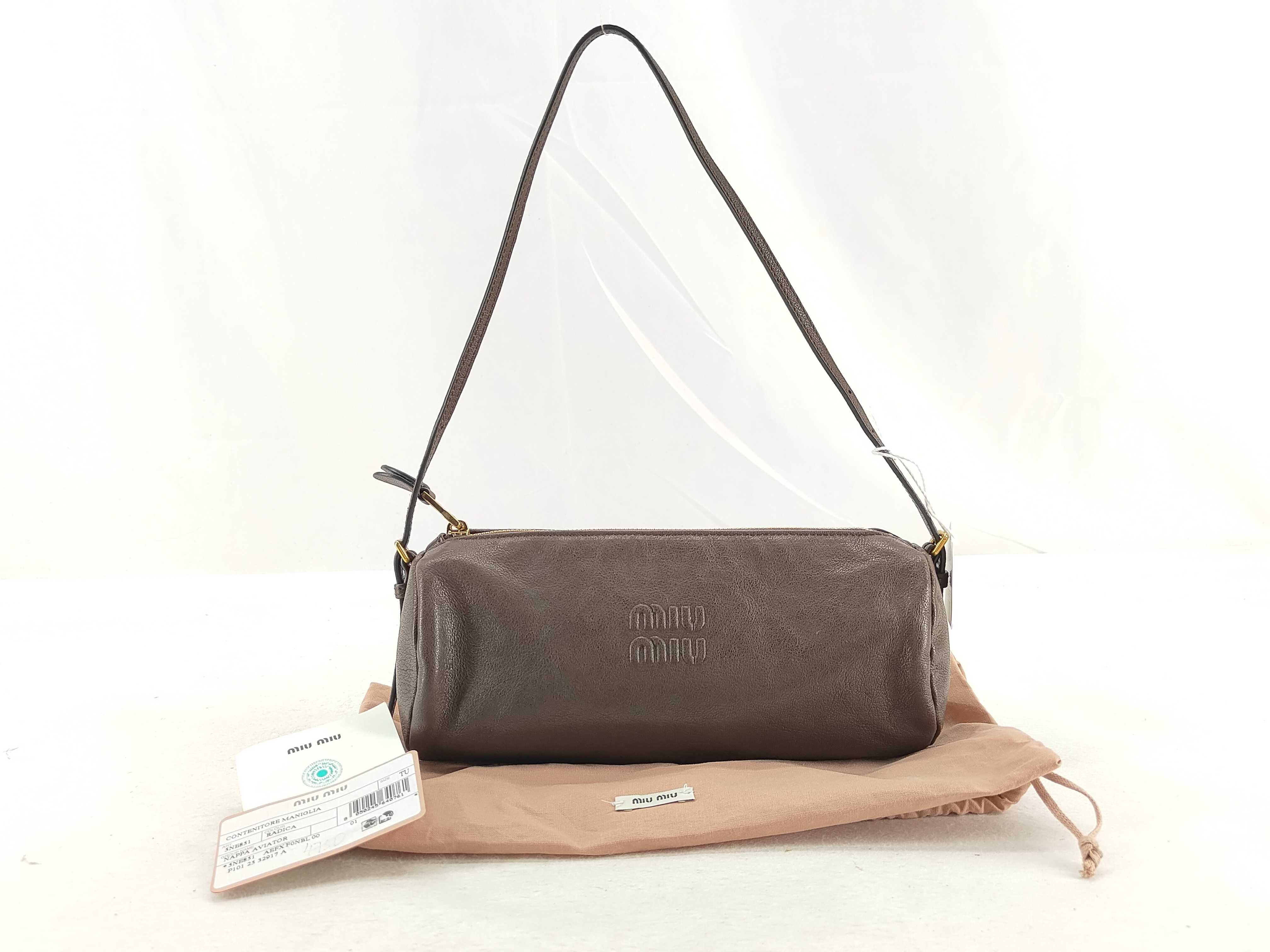 DU- Leather Shoulder Bag Brown 5NE851 Pouch