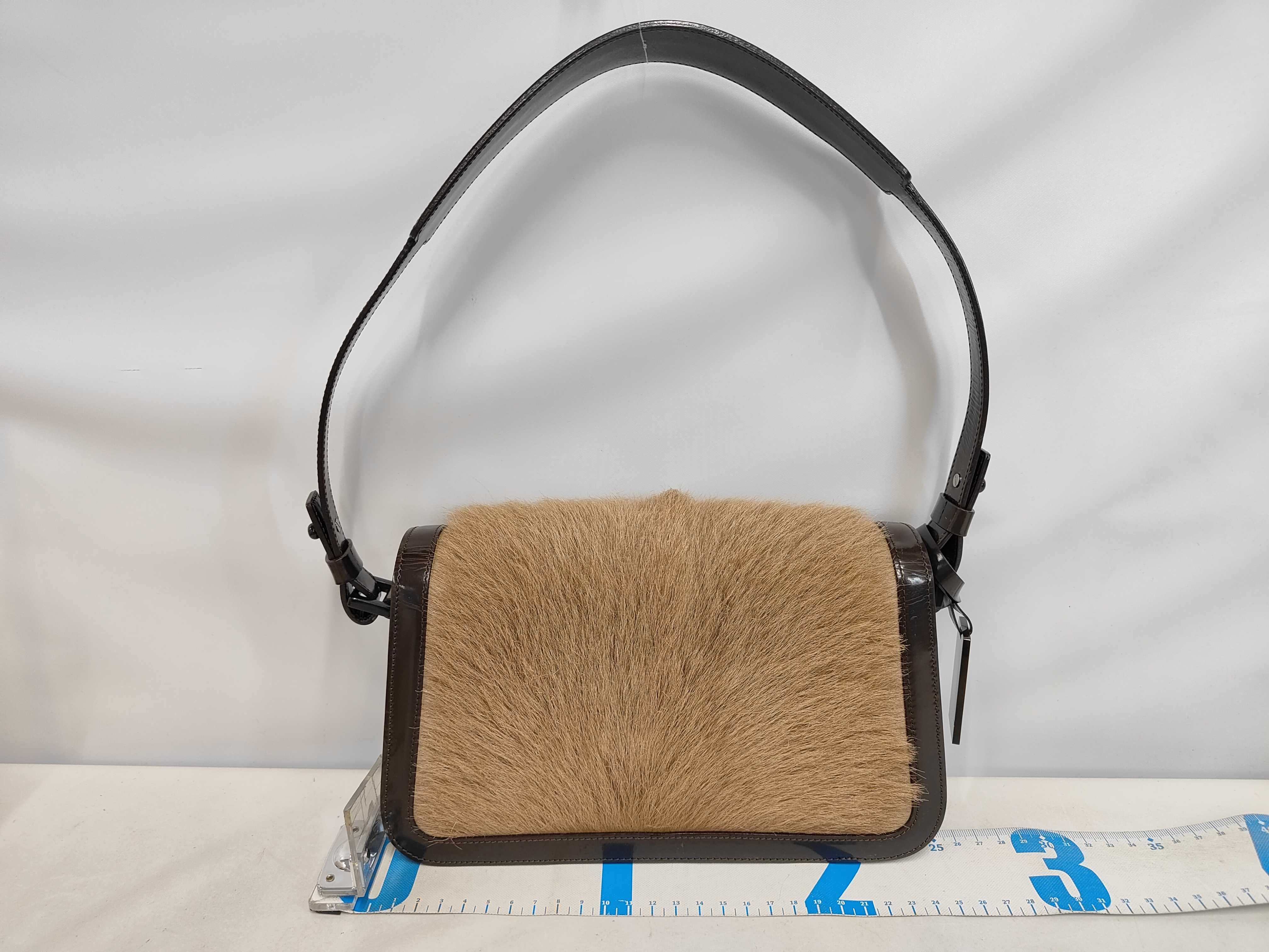 shoulder bag, calfskin fur shoulder bag — view 2