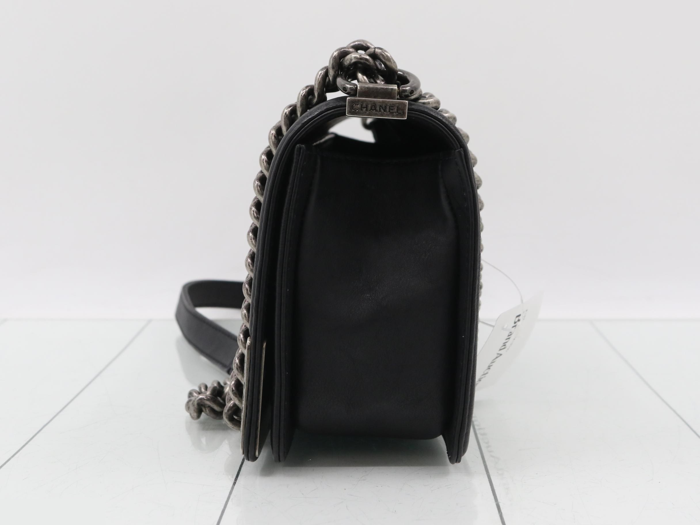 Boy Chanel Embroidered Chain Shoulder Bag — view 3