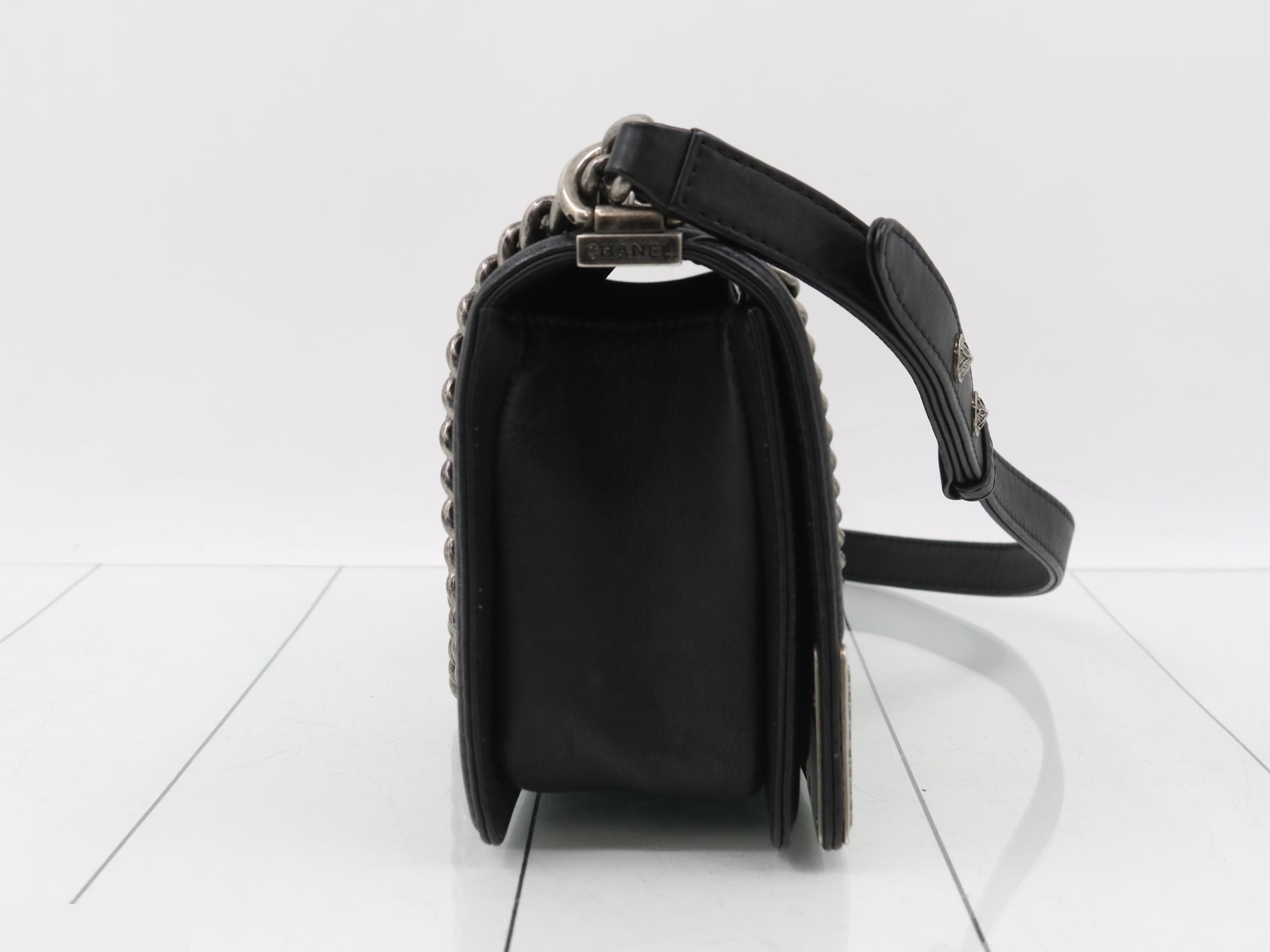 Boy Chanel Embroidered Chain Shoulder Bag — view 4