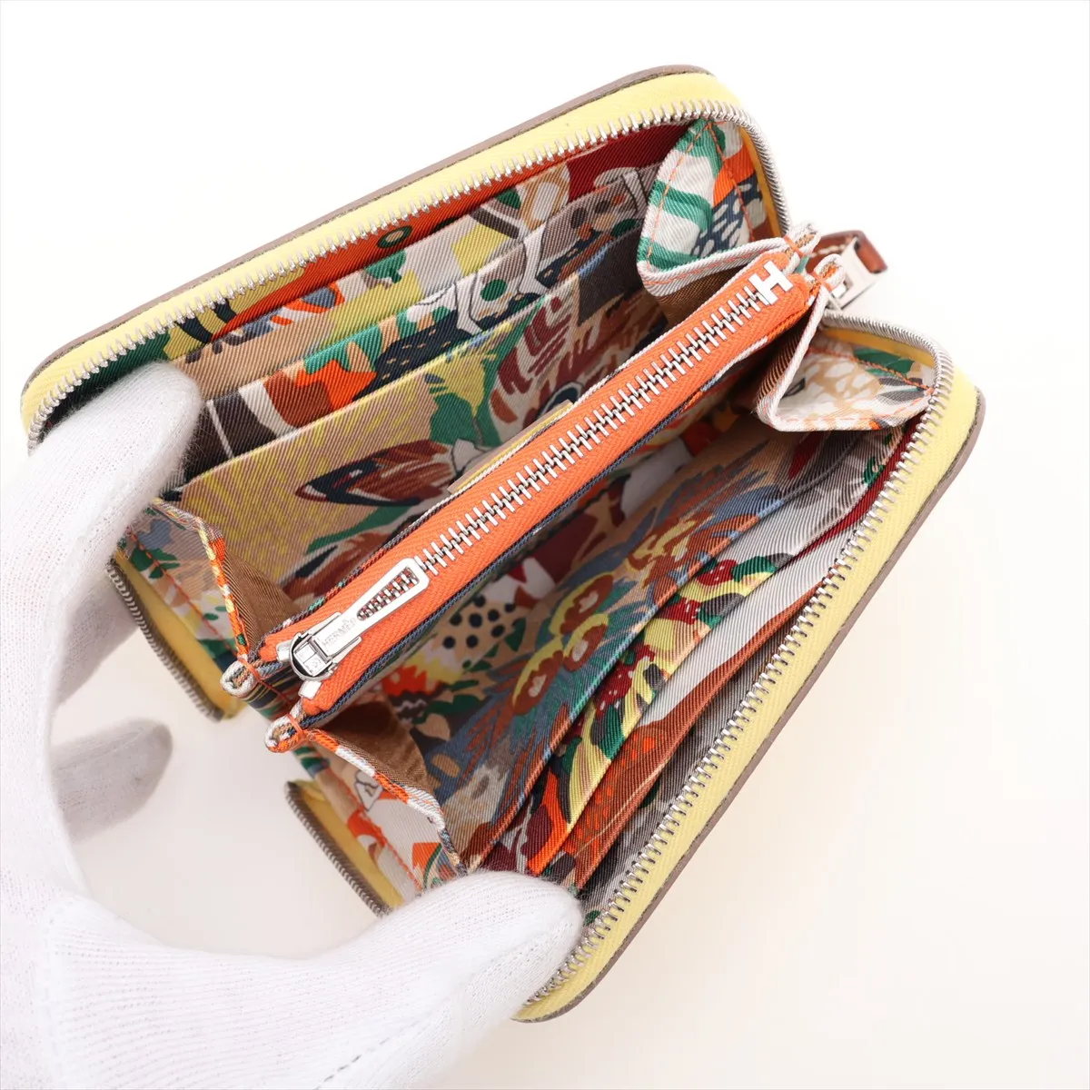 Azap Compact Silk In Evercolor Compact Wallet, Yellow, Silver Hardware, B: 2023 — view 3