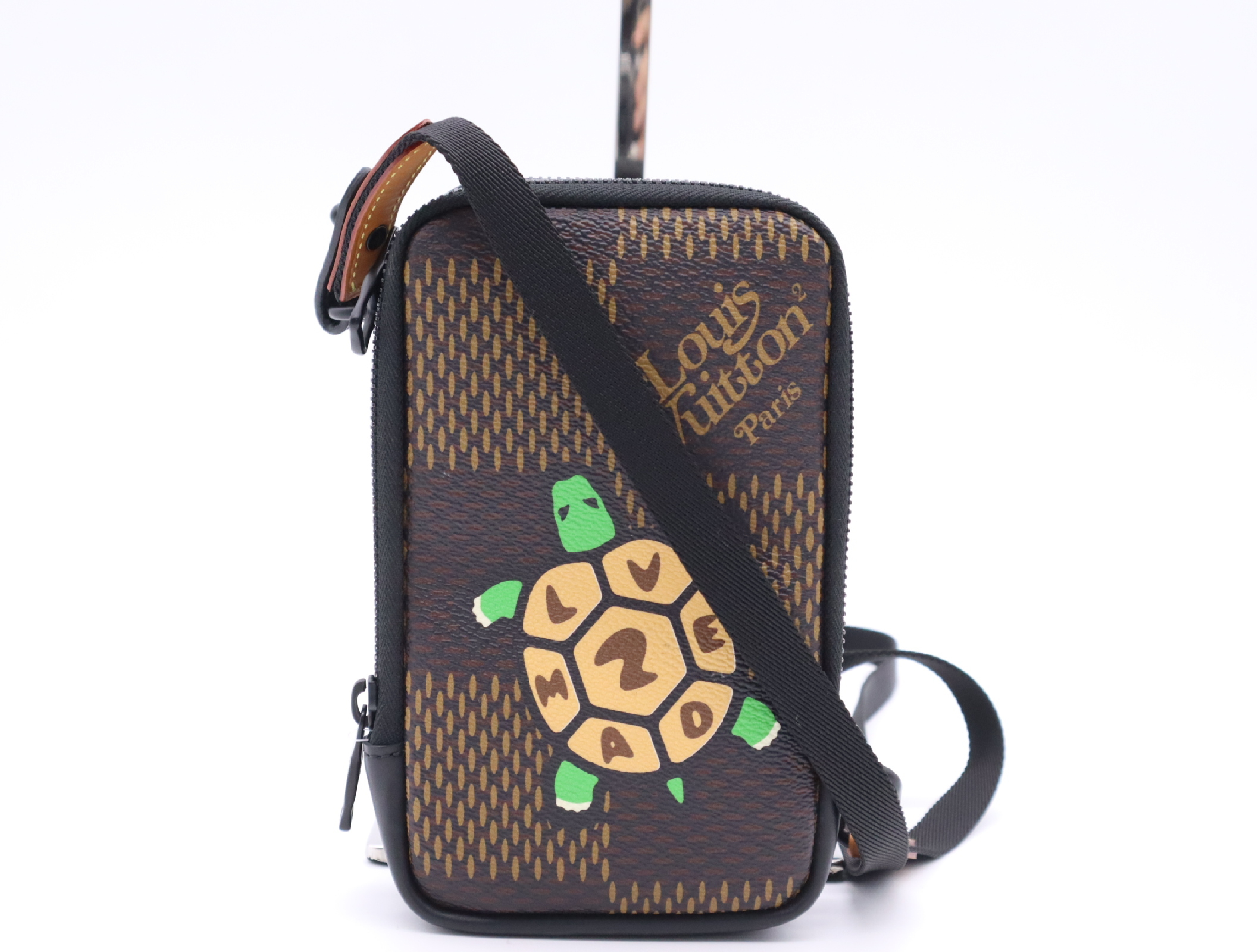 N40377 Damier Giant Ebene Double Phone Shoulder Pouch NIGO Collaboration Turtle Print Shoulder Bag