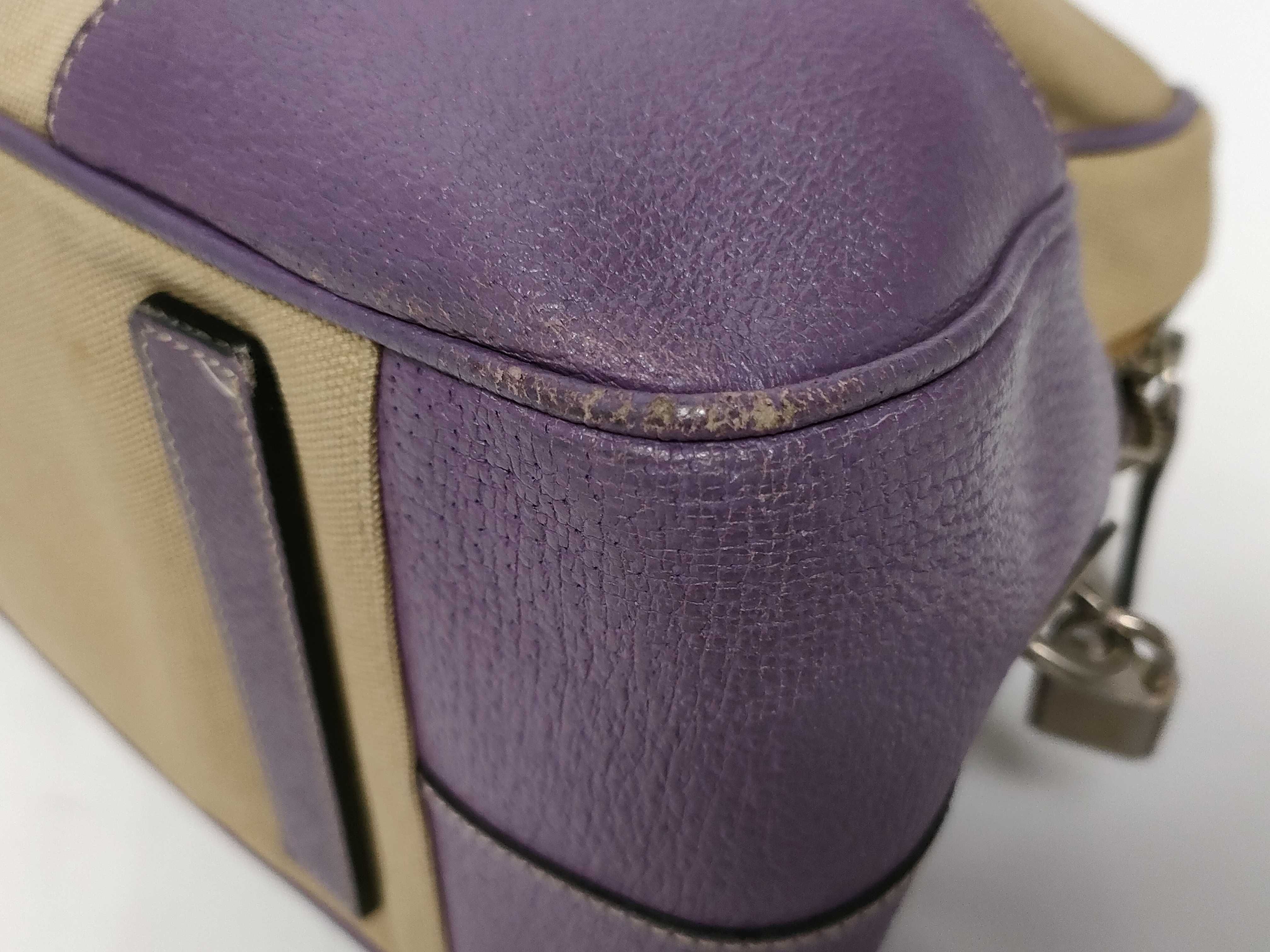 Canvas x Leather Handbag Purple x Beige Tote Bag — view 4