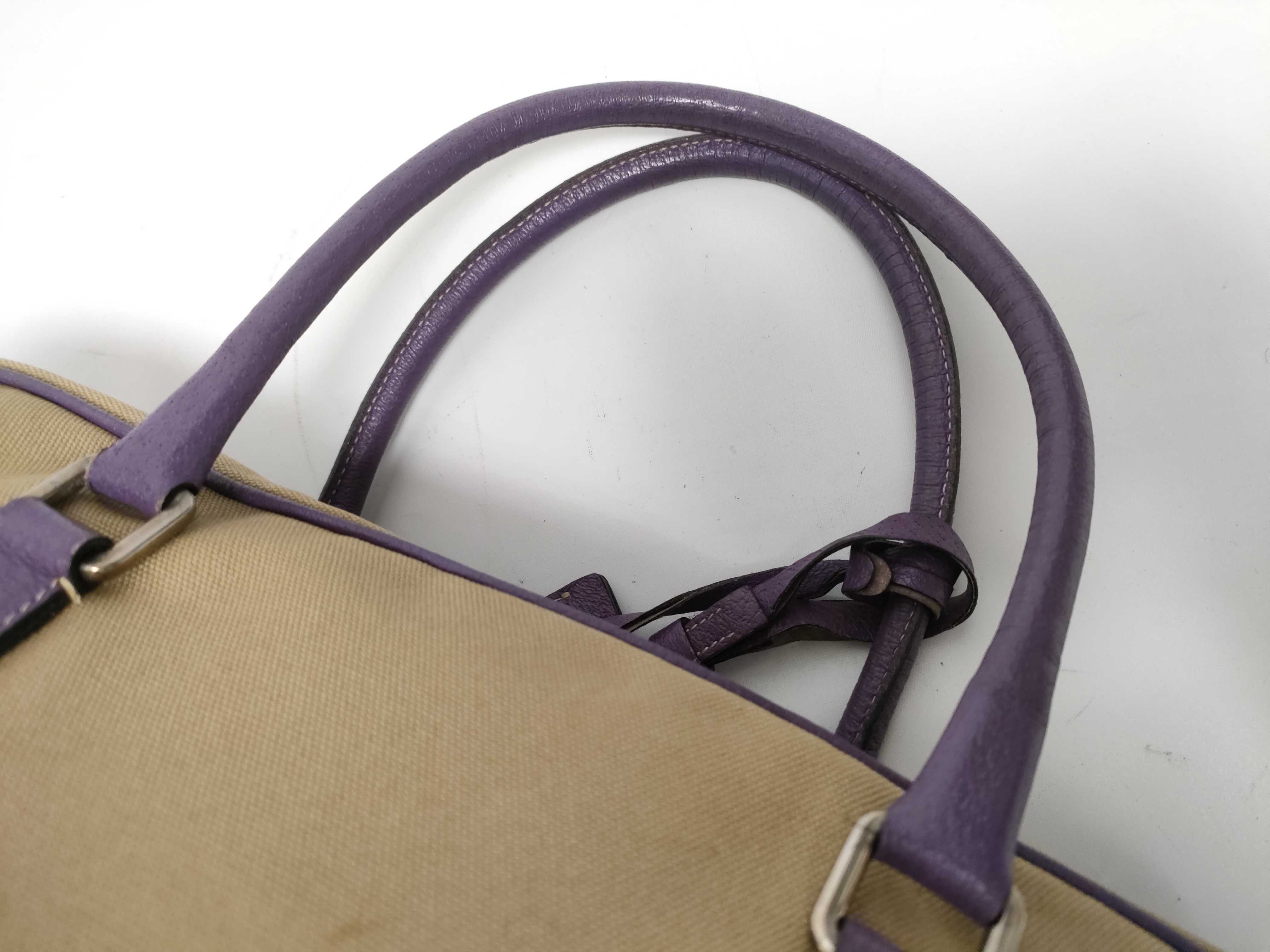 Canvas x Leather Handbag Purple x Beige Tote Bag — view 5