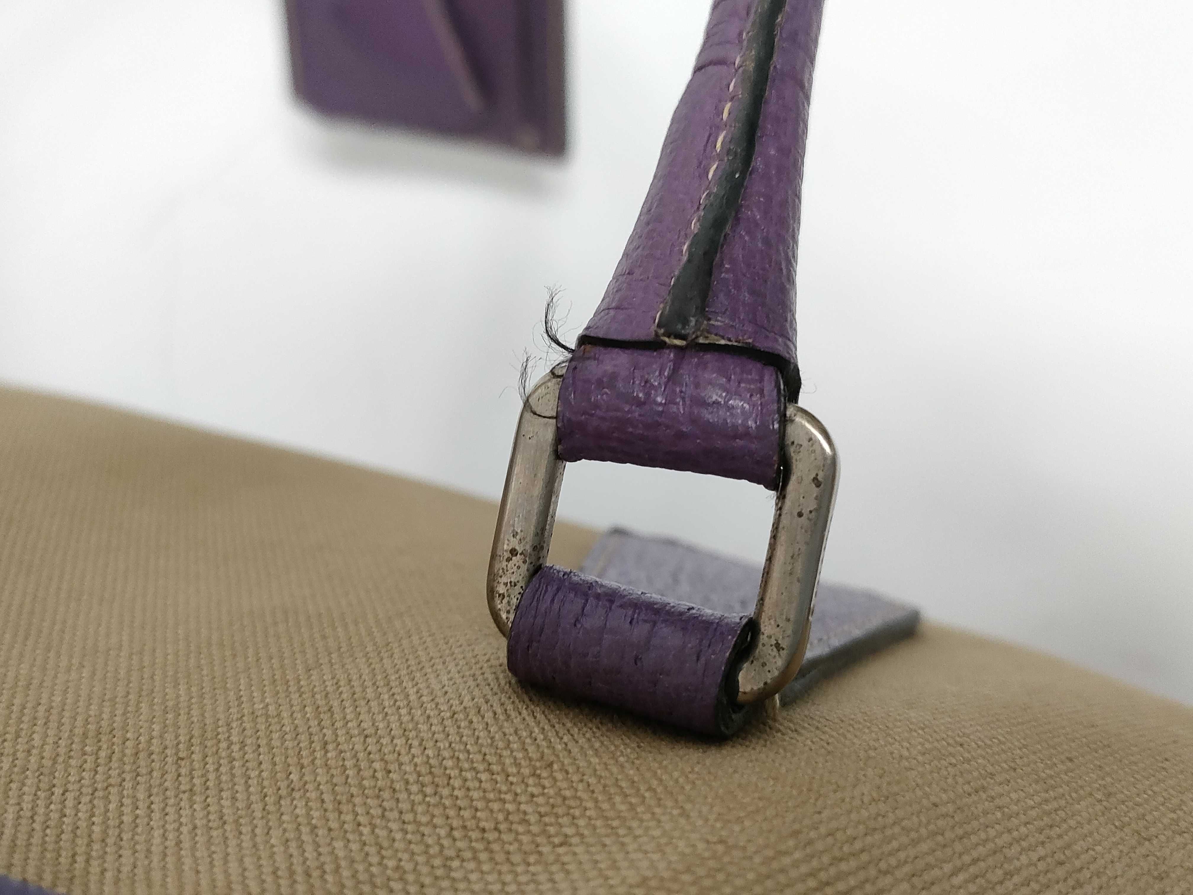 Canvas x Leather Handbag Purple x Beige Tote Bag — view 6