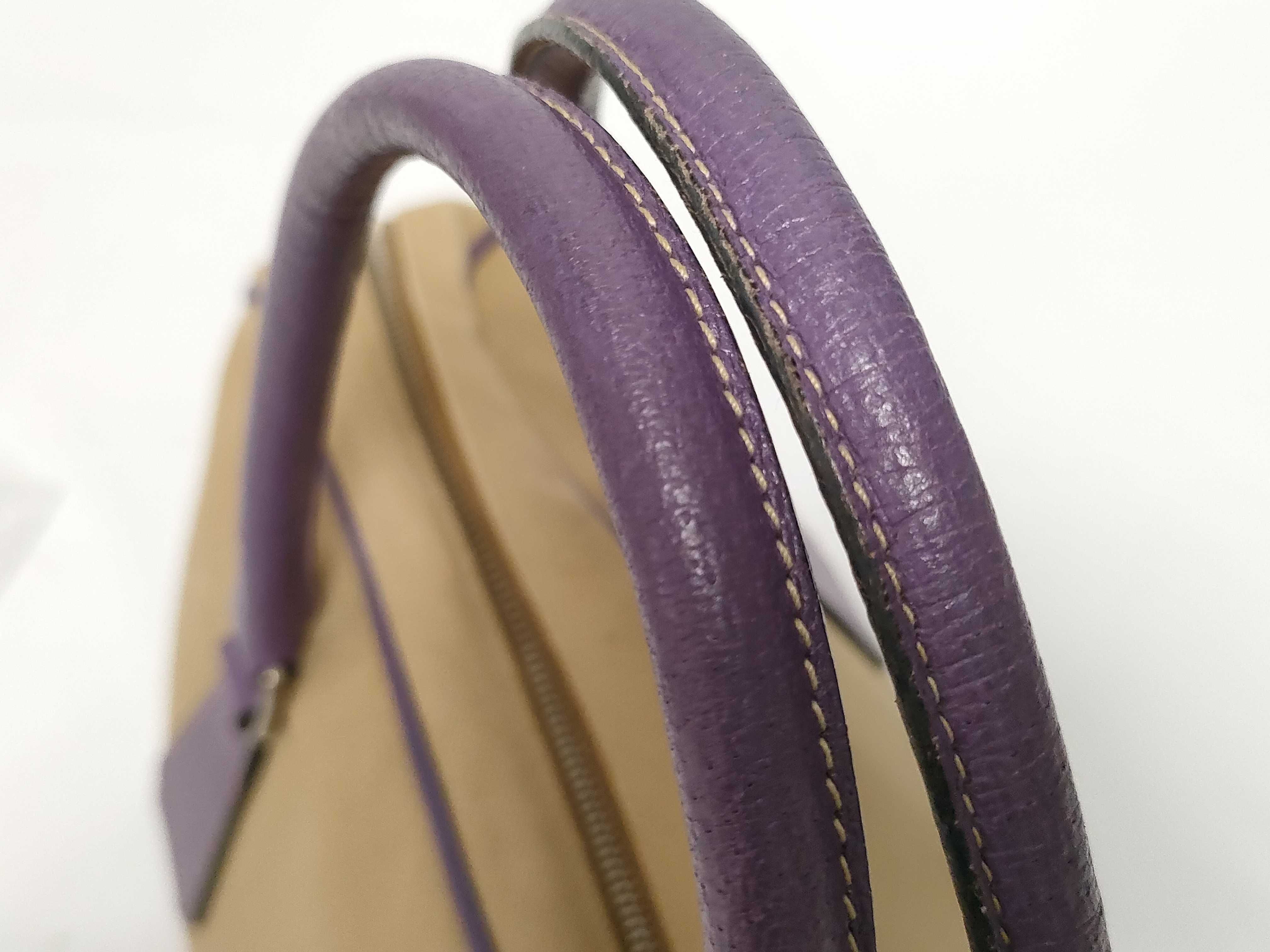 Canvas x Leather Handbag Purple x Beige Tote Bag — view 7