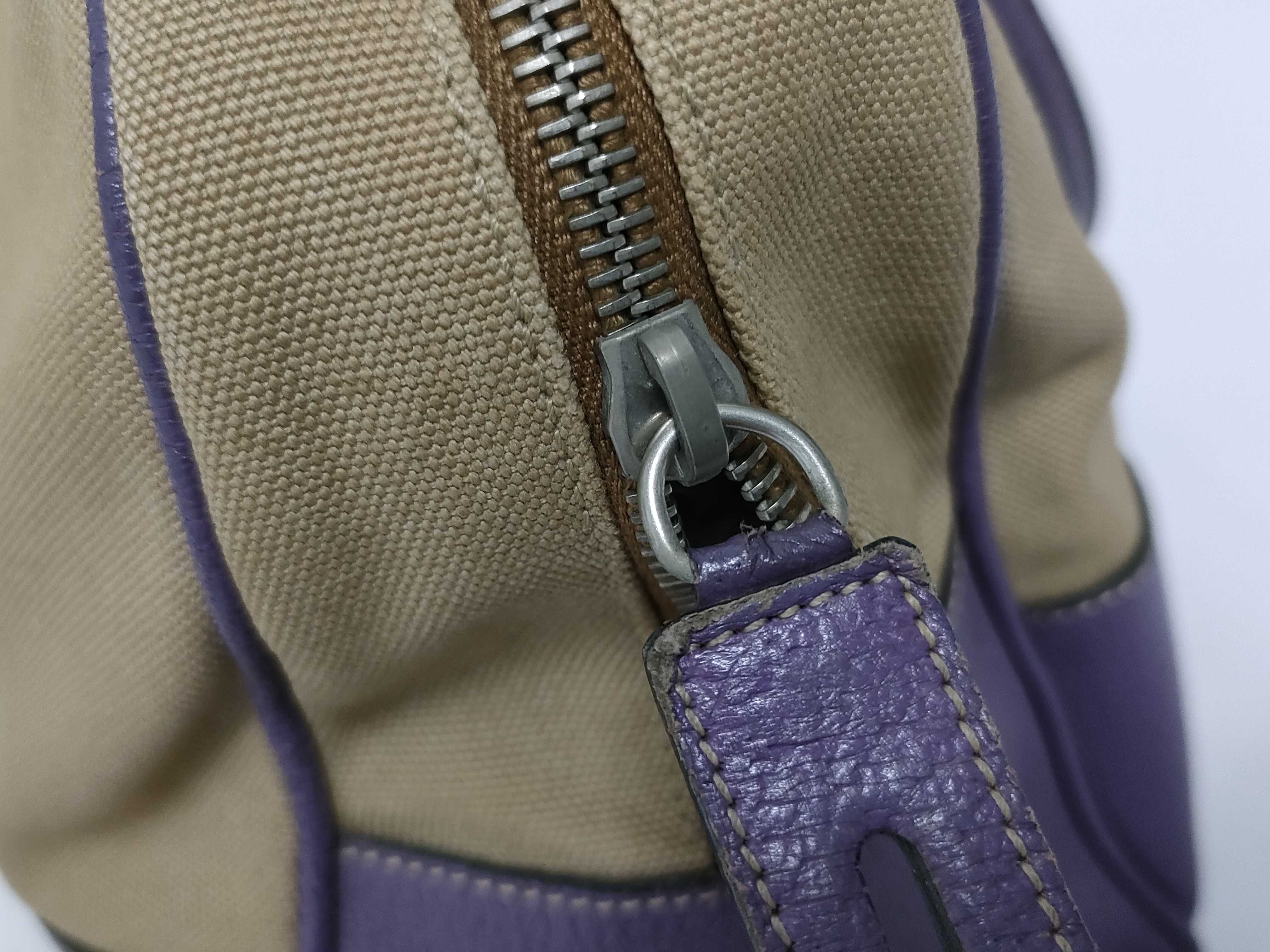 Canvas x Leather Handbag Purple x Beige Tote Bag — view 10