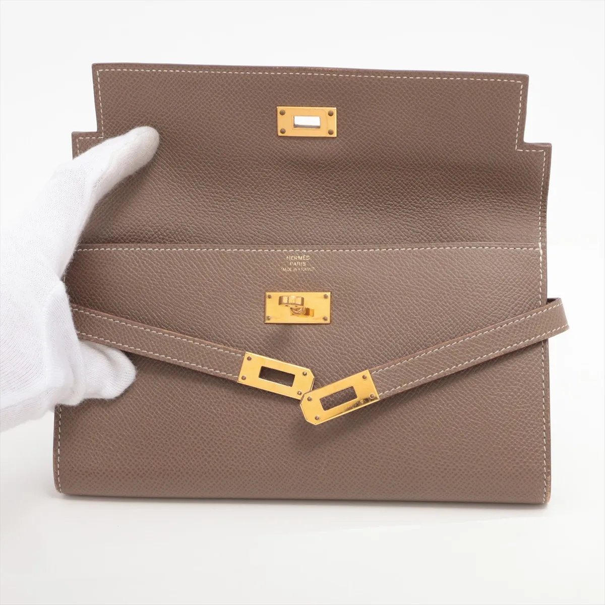 Kelly Wallet, Veau Epsom Leather, Long Wallet, Etoupe, Gold Hardware, A: 2017 — view 3