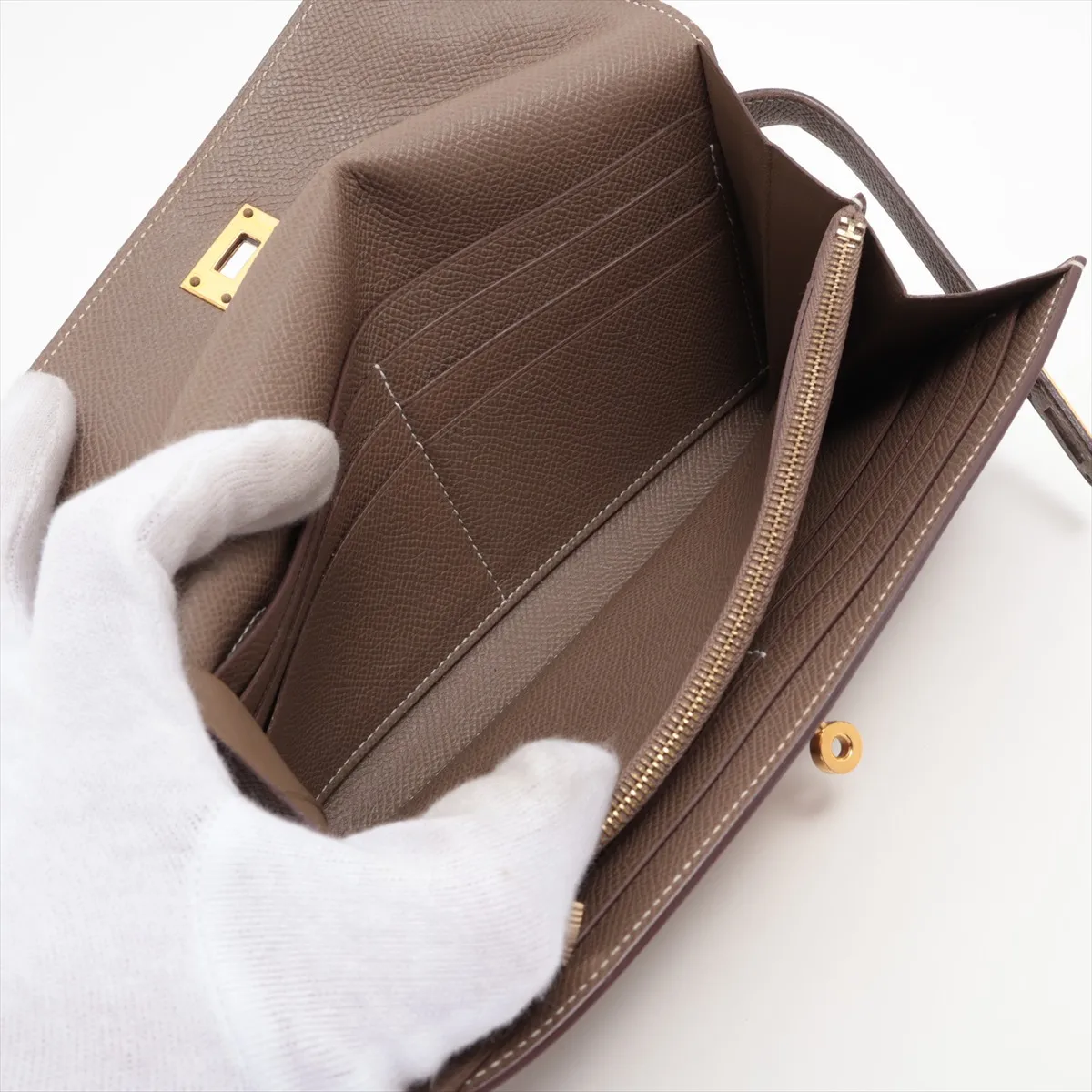 Kelly Wallet, Veau Epsom Leather, Long Wallet, Etoupe, Gold Hardware, A: 2017 — view 5