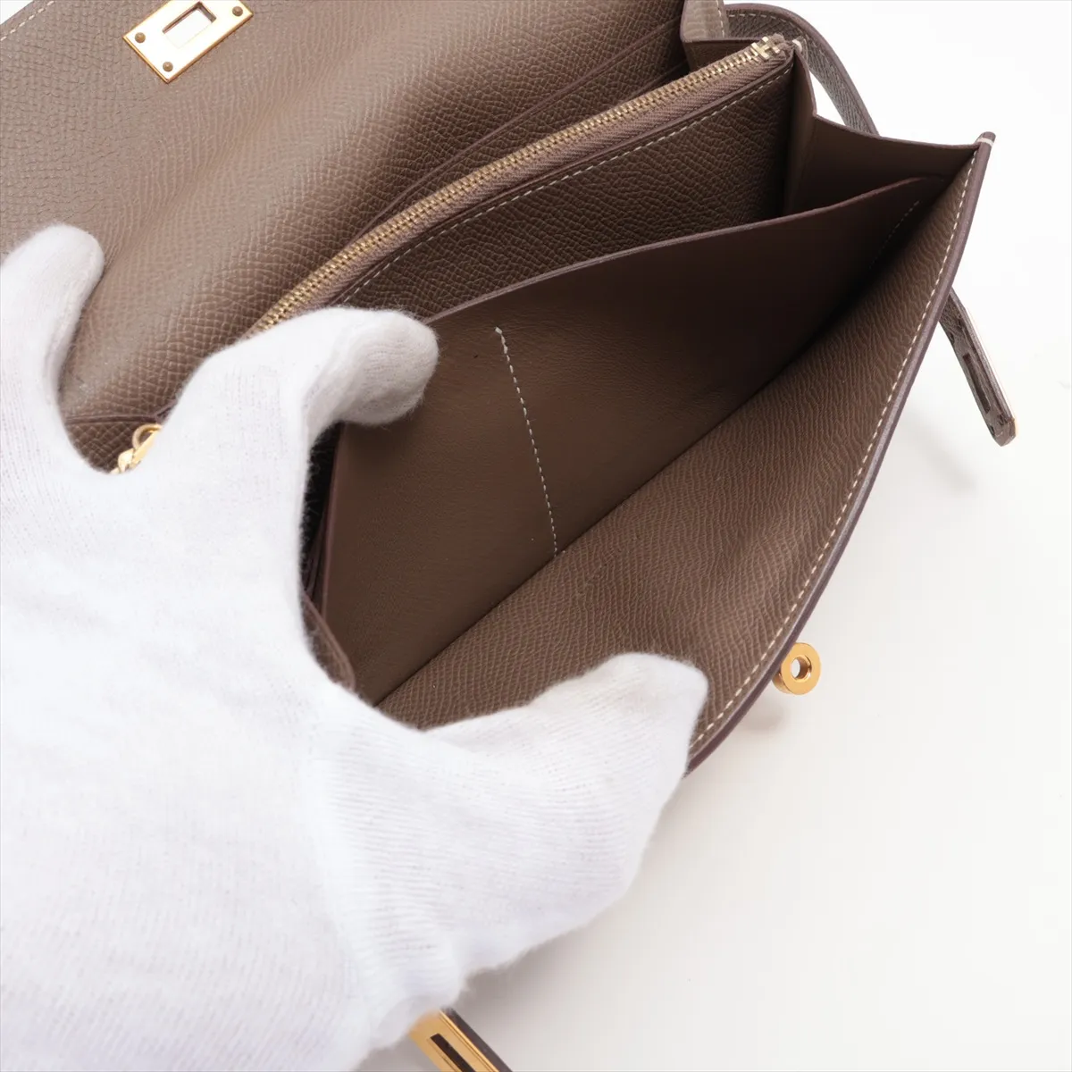 Kelly Wallet, Veau Epsom Leather, Long Wallet, Etoupe, Gold Hardware, A: 2017 — view 7