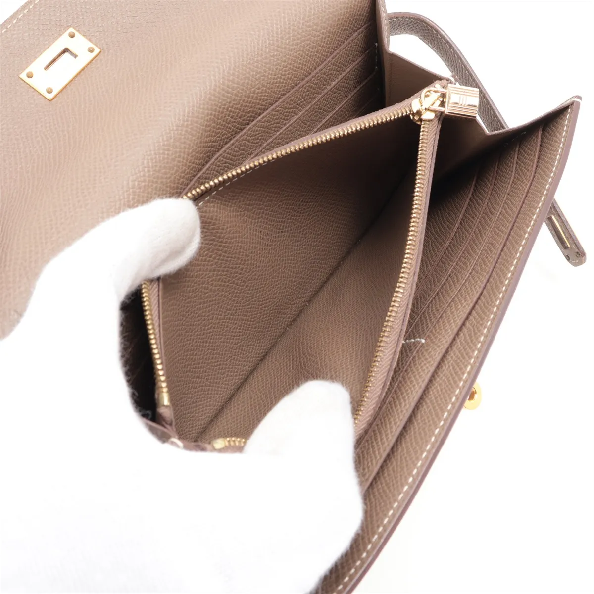 Kelly Wallet, Veau Epsom Leather, Long Wallet, Etoupe, Gold Hardware, A: 2017 — view 8