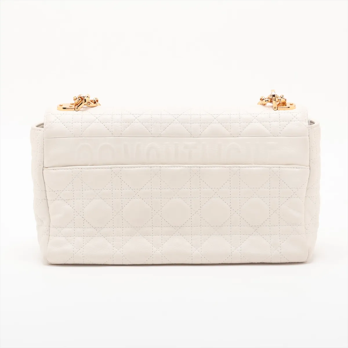Cannage Caro Leather Chain Shoulder Bag, White — view 2