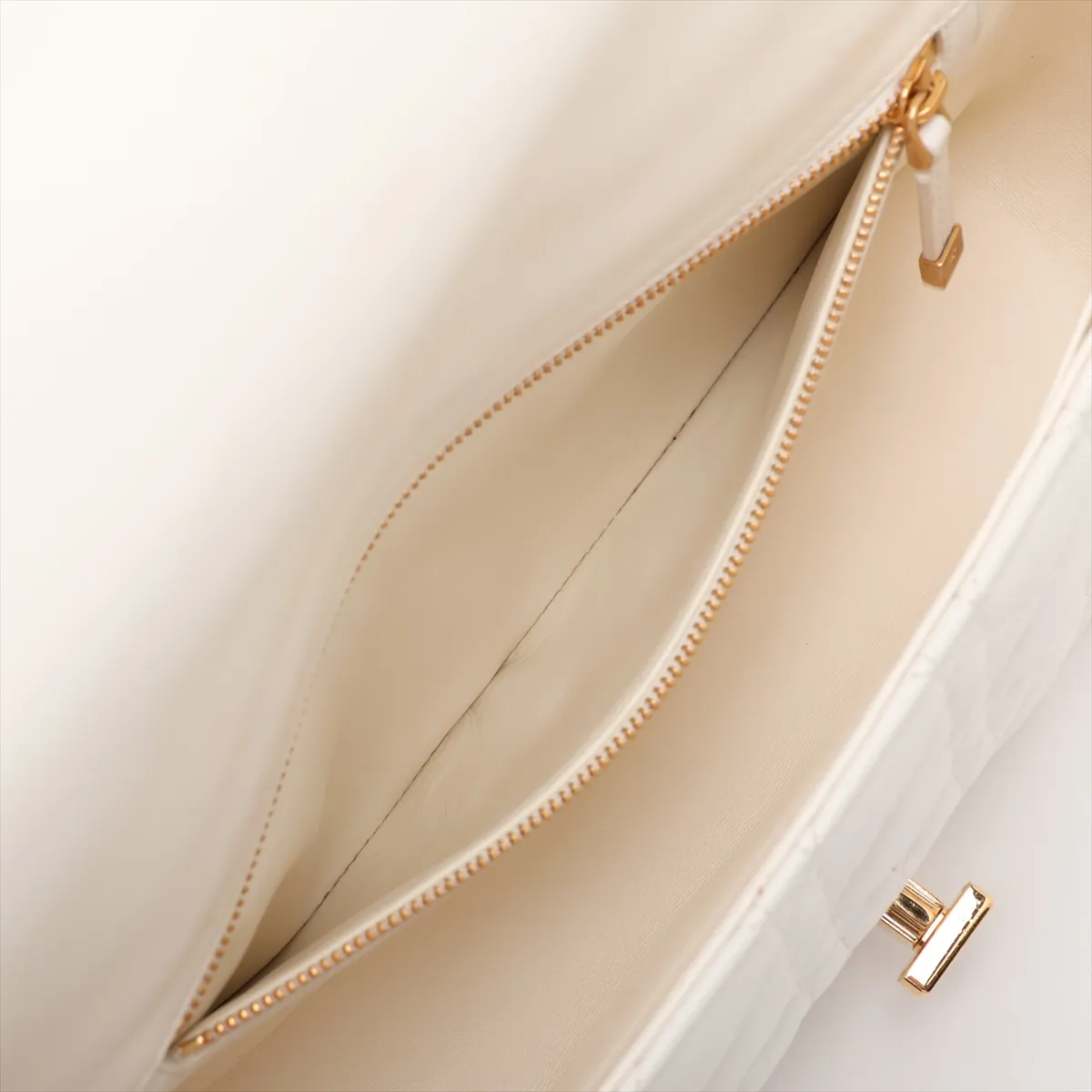 Cannage Caro Leather Chain Shoulder Bag, White — view 9