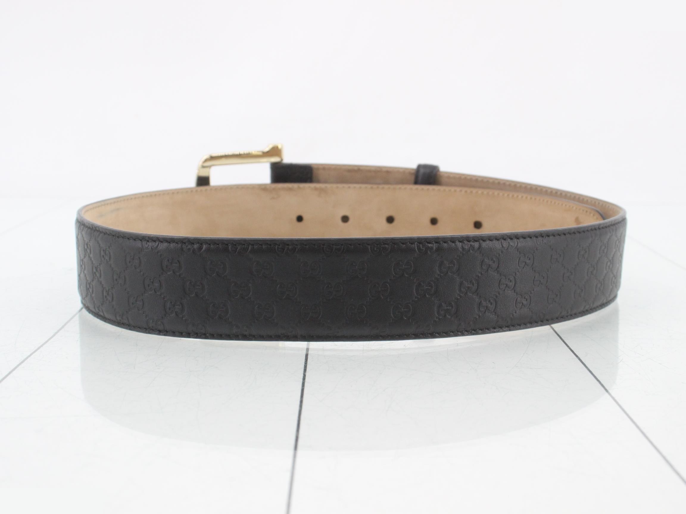 Gold buckle Guccissima belt with gold hardware — view 2