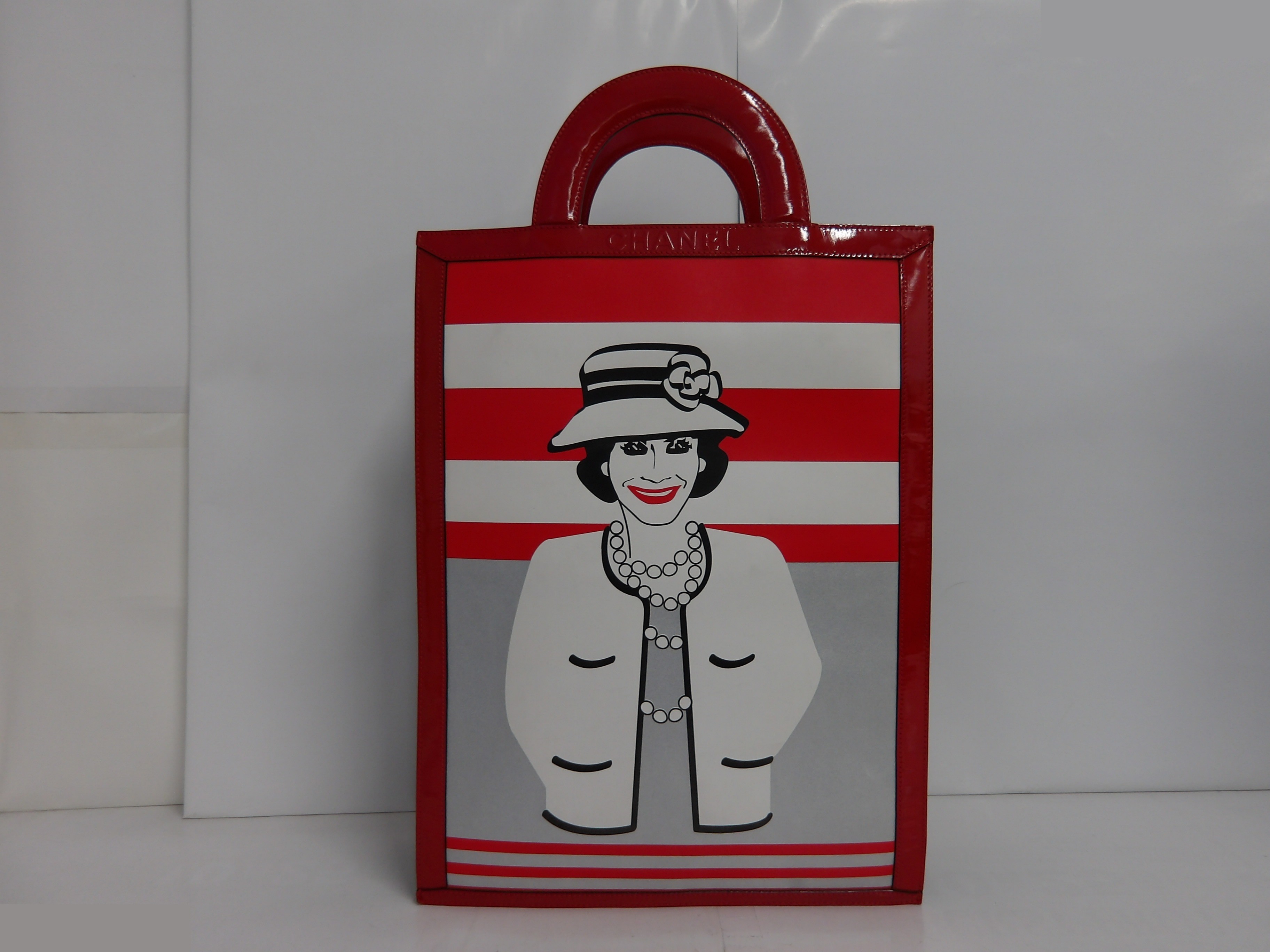 Chocolate Bar Vertical Tote Bag, Coco Chanel Self-Portrait, Stripe