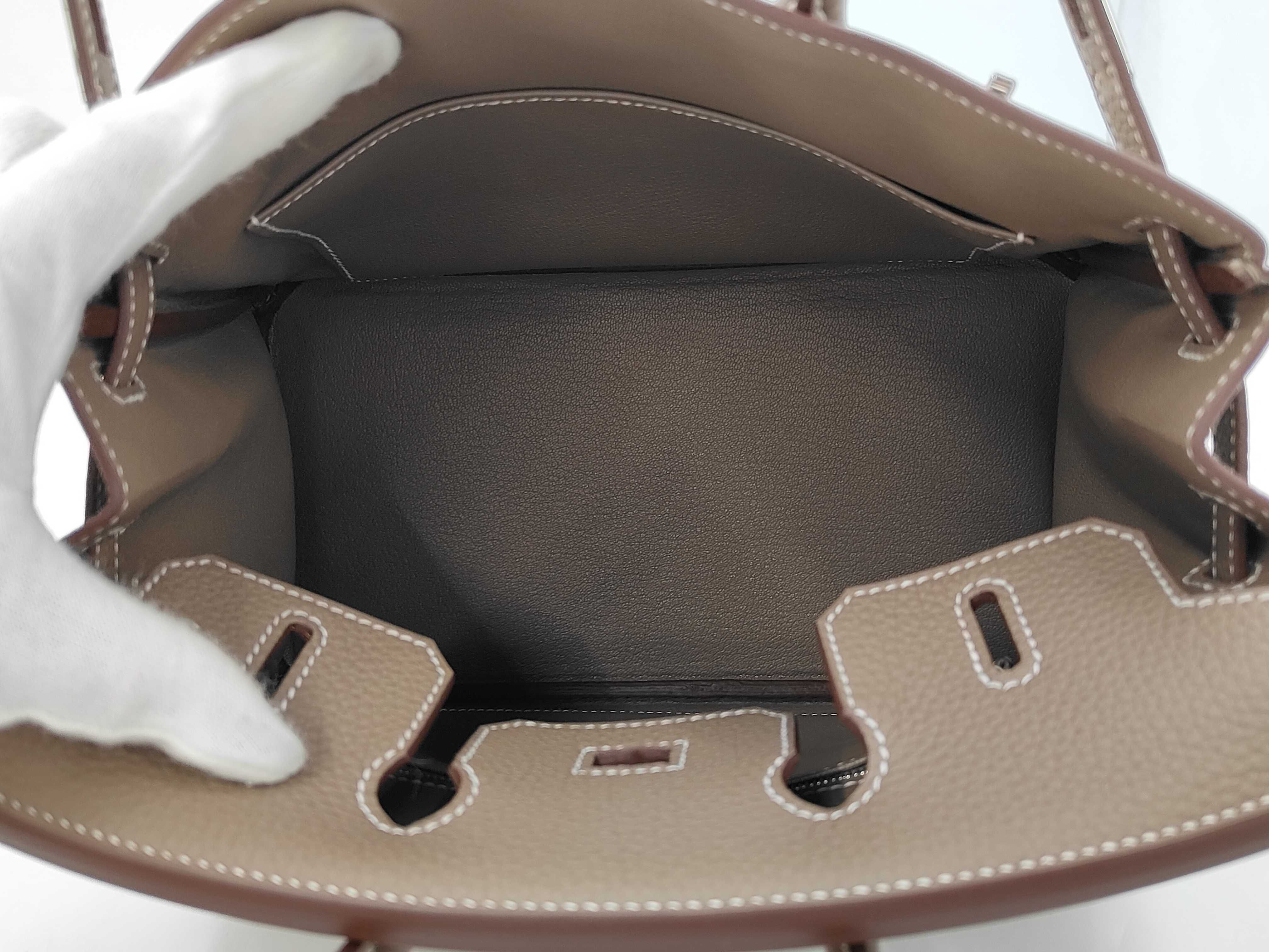 Birkin 25 Togo Etoupe Silver Hardware G Stamp Handbag — view 8