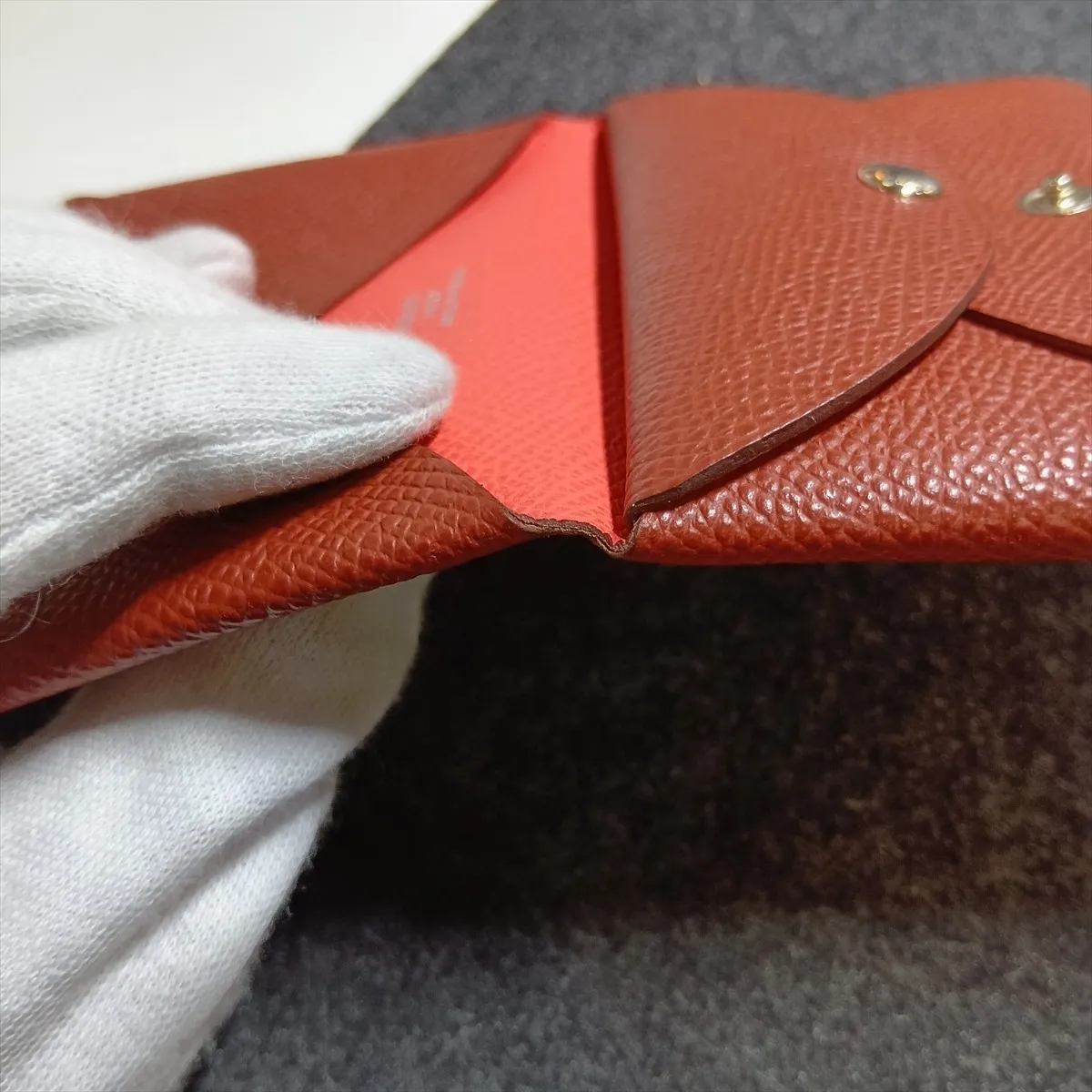 Hermès Calvi Duo Verso Veau Epsom Coin Case Brown x Red Silver Hardware B: 2023 — view 9