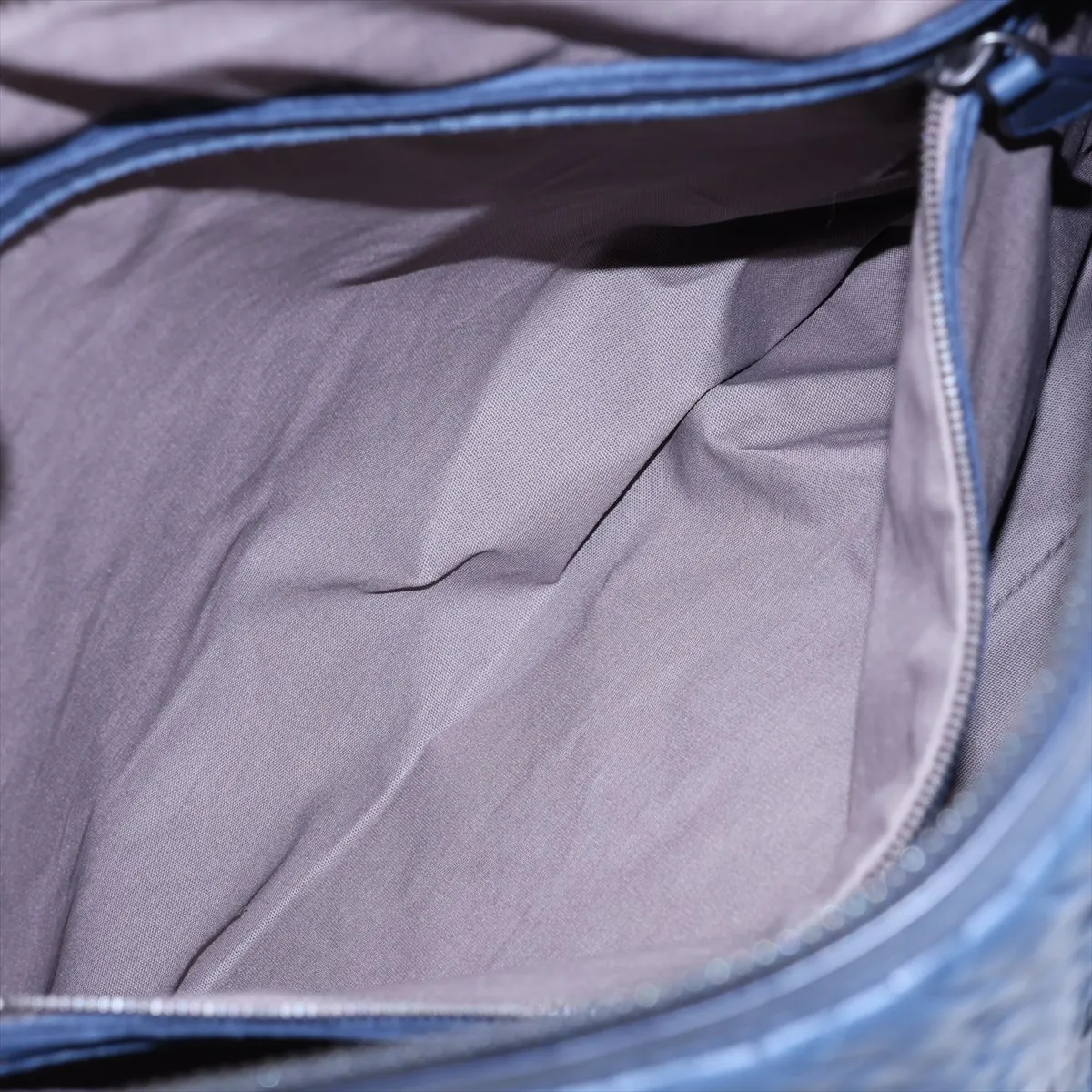 Intrecciato Leather Shoulder Bag, Navy — view 7