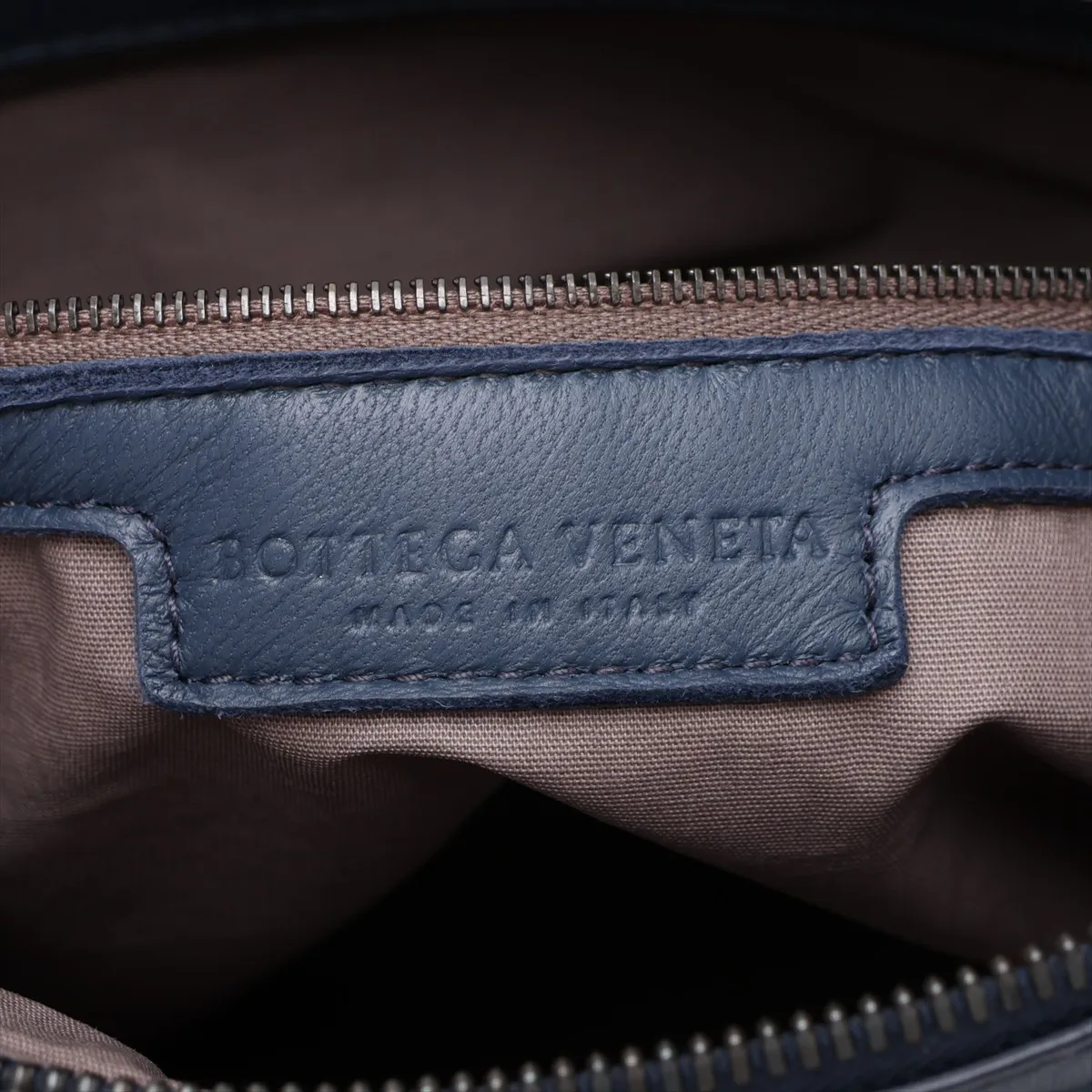 Intrecciato Leather Shoulder Bag, Navy — view 8