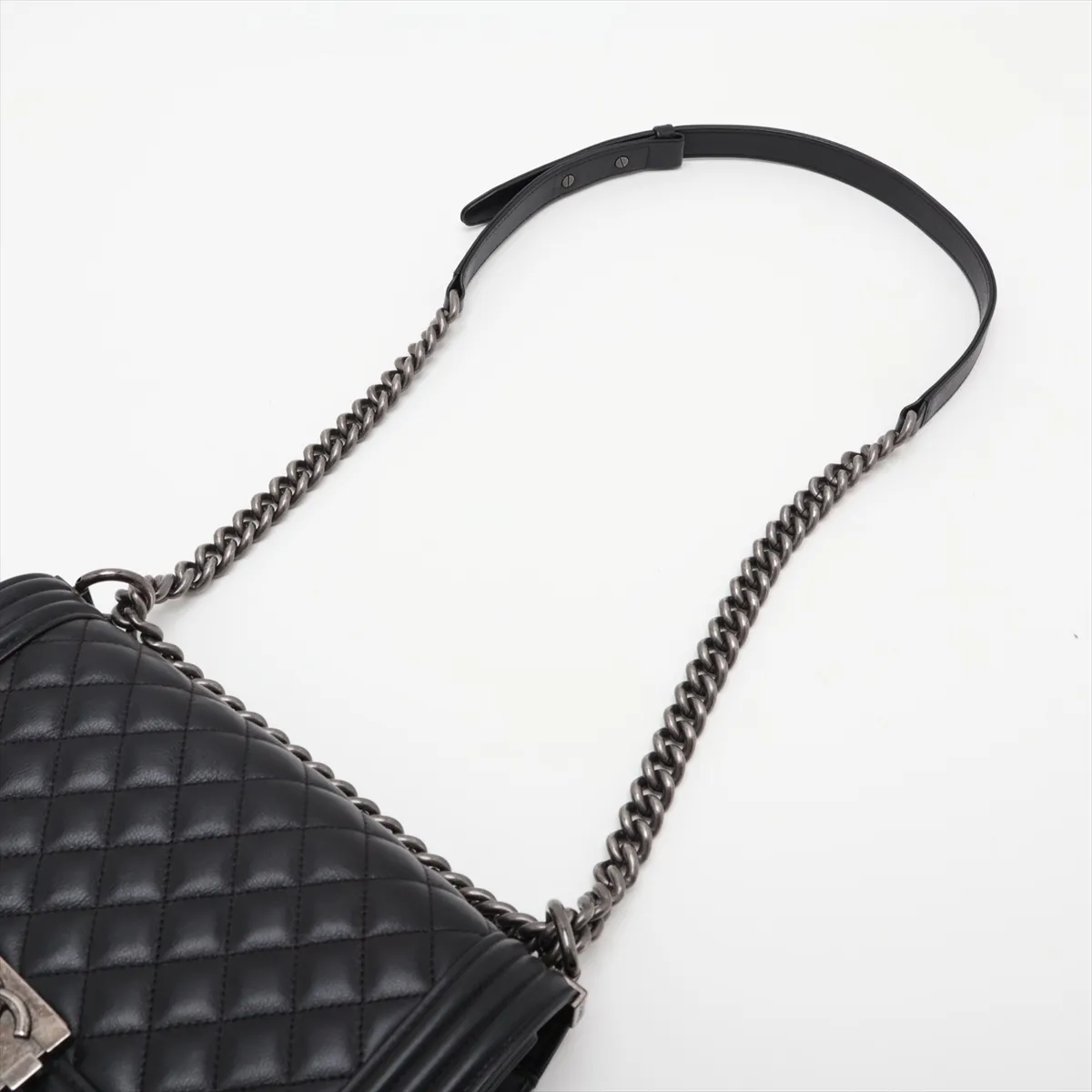 Boy Chanel 25 Leather Chain Shoulder Bag, Black with Gunmetal Hardware, 20414565 (Serial Number in the 20s) — view 5