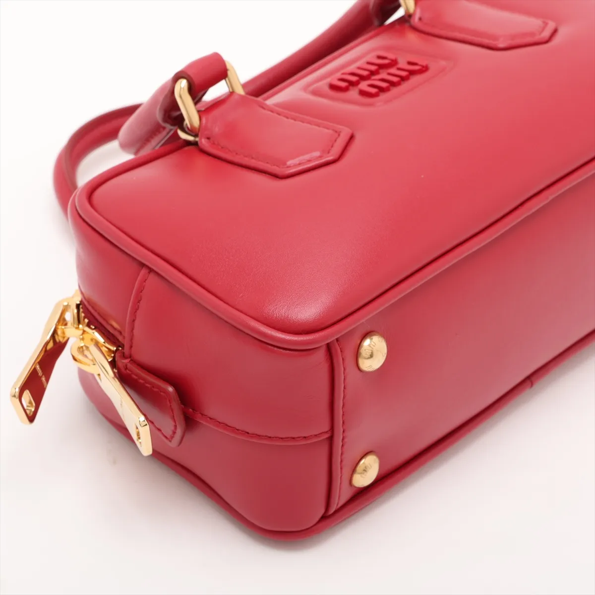 Arcadi Leather 2-Way Handbag, Red — view 4