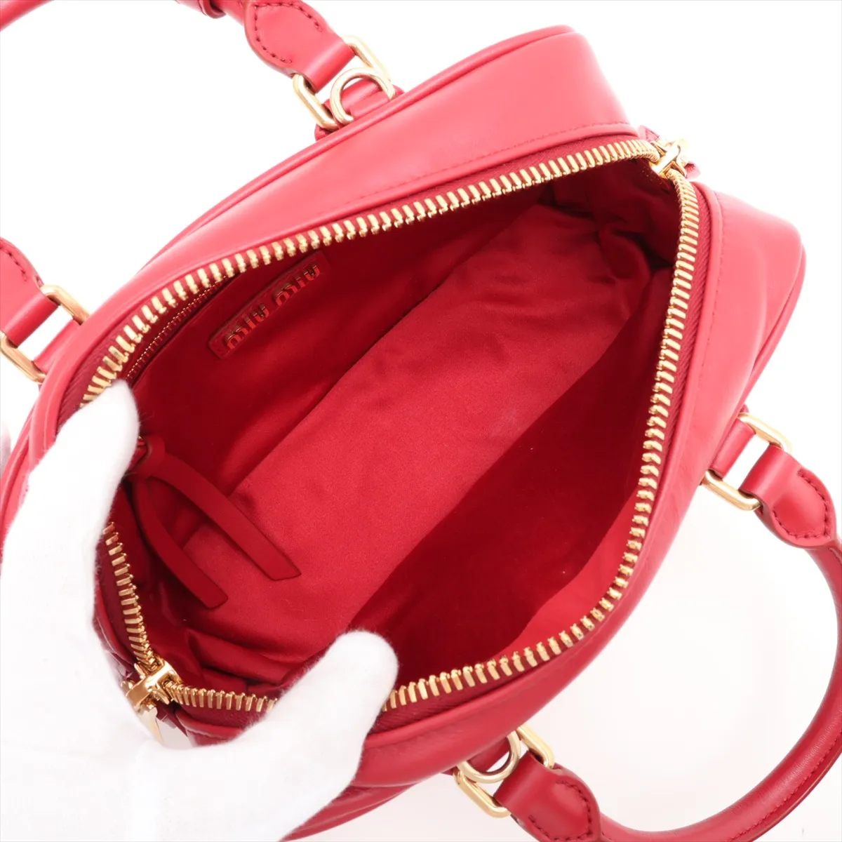 Arcadi Leather 2-Way Handbag, Red — view 8