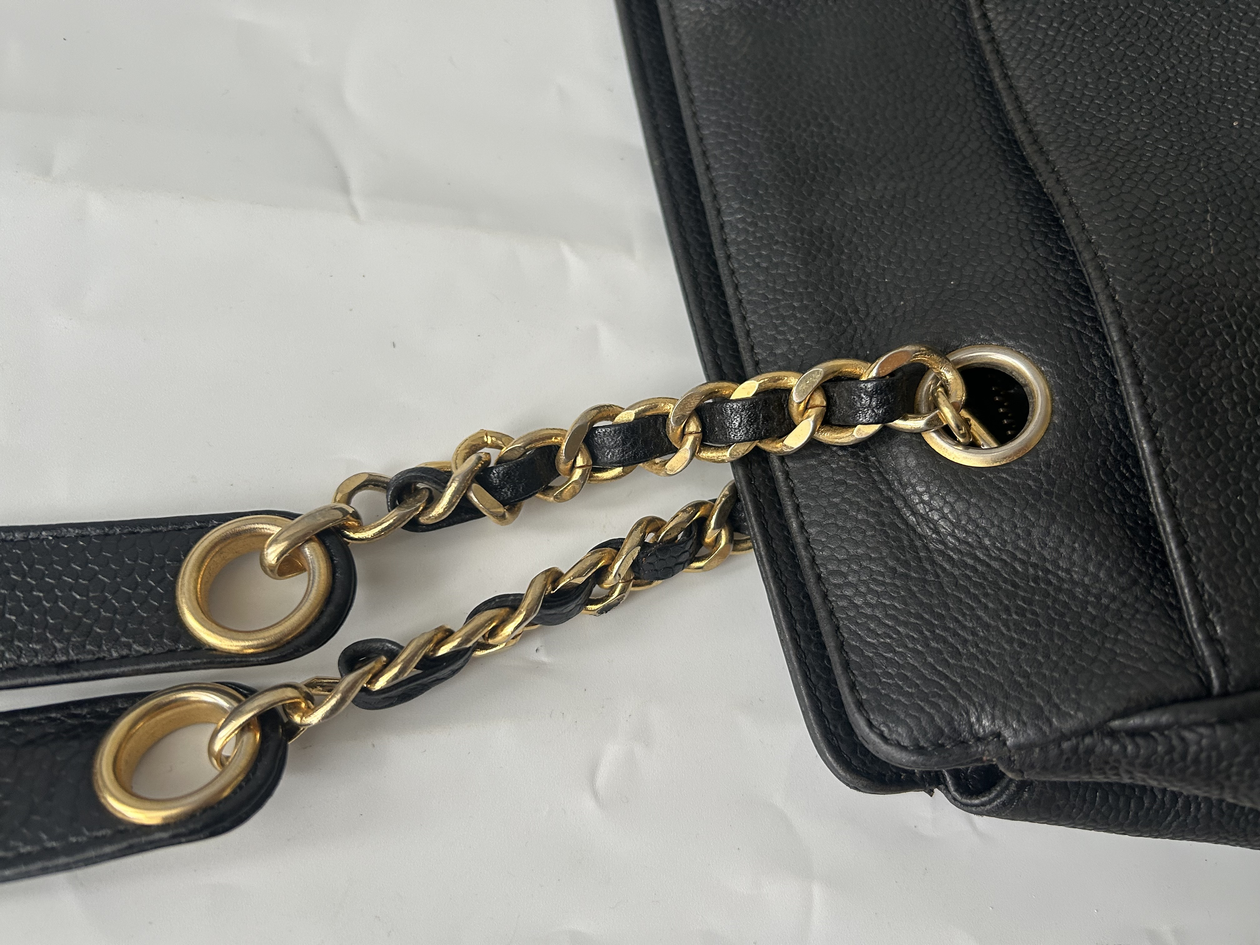 Caviar Skin Logo Chain Tote Bag — view 6