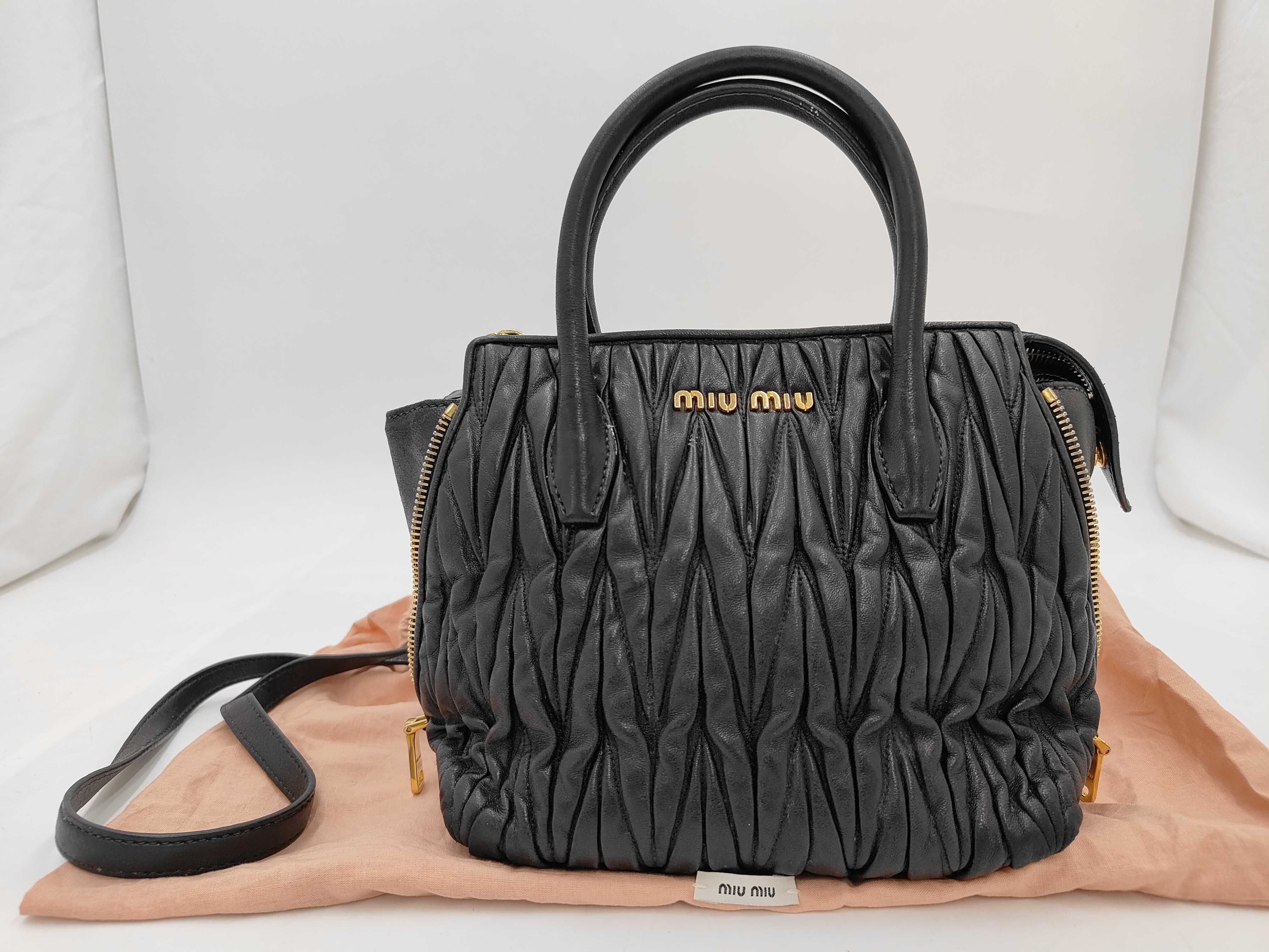 Matelassé Nappa Leather Side Zip 2-Way Shoulder Bag