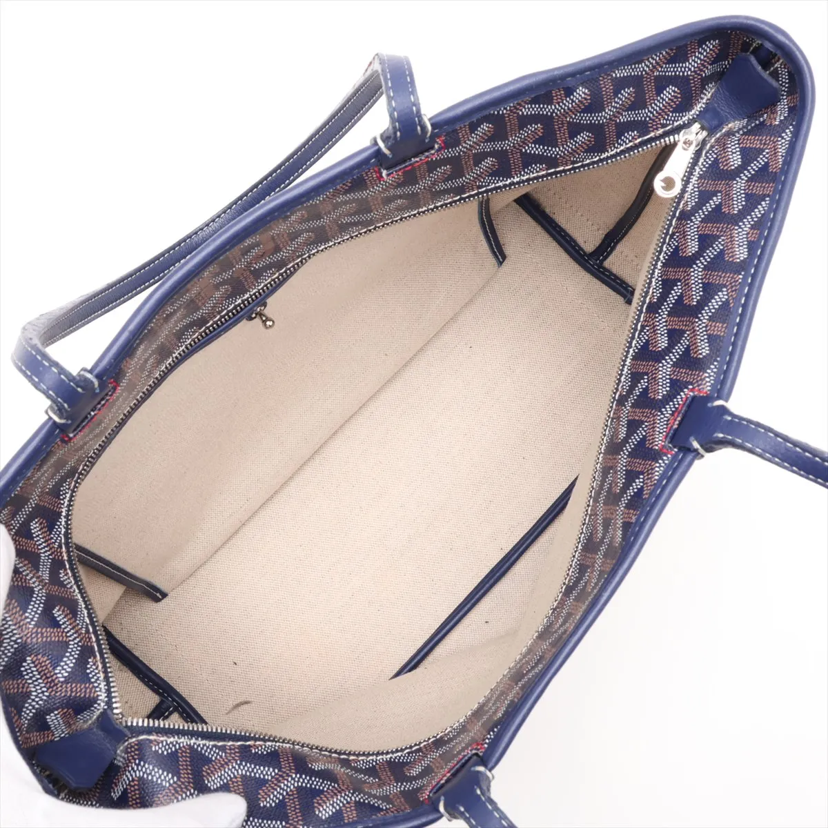 Artois PM PVC x Leather Tote Bag, Blue — view 7