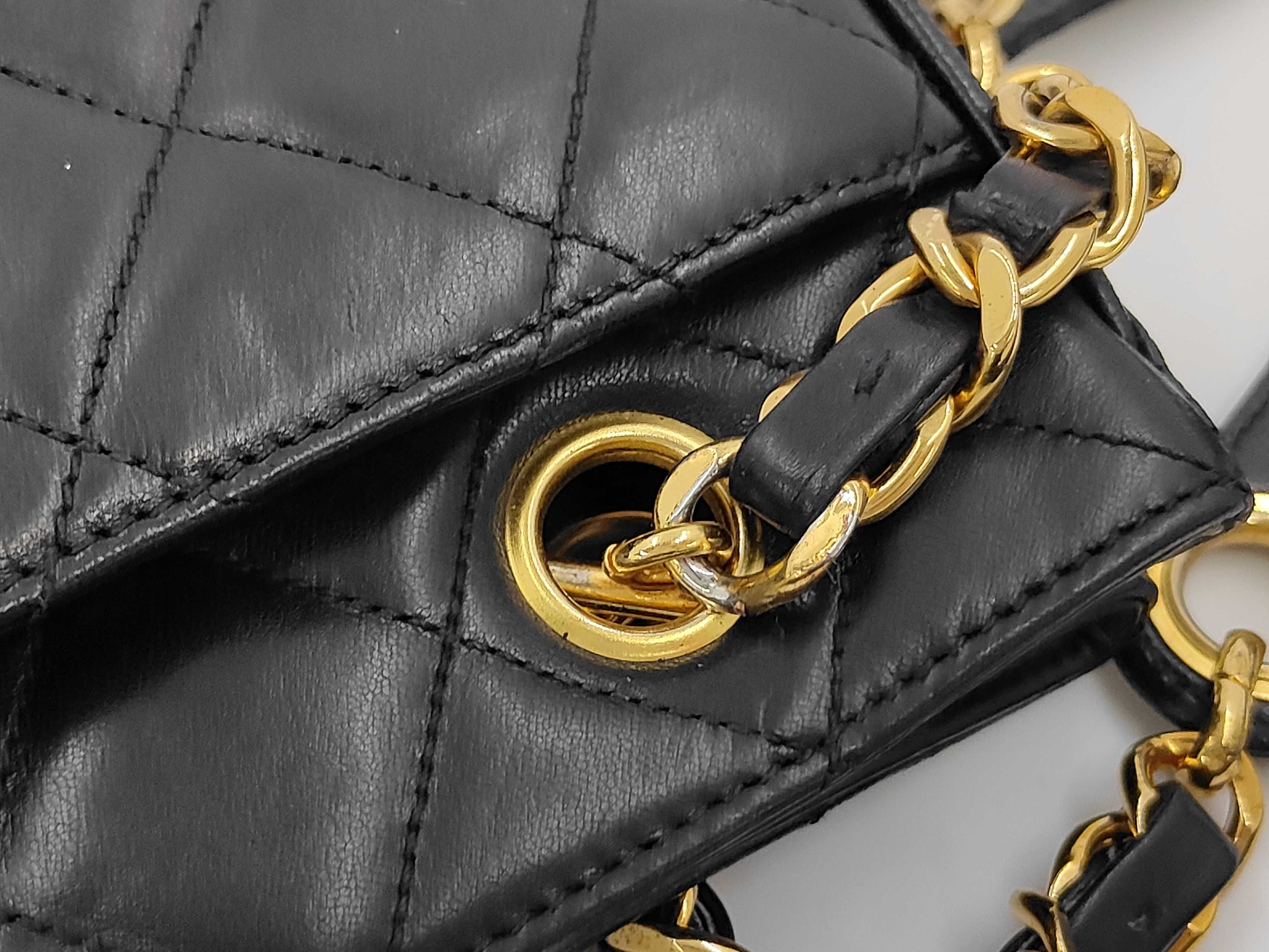 Matelassé Double Chain Black Shoulder Bag — view 7
