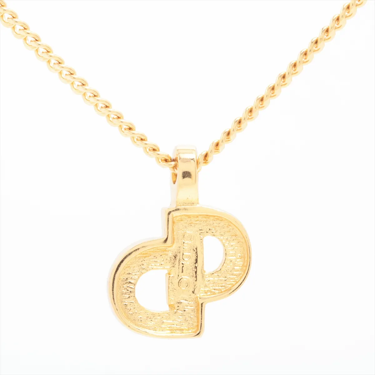 CD Logo Necklace GP x Rhinestone Gold — view 2